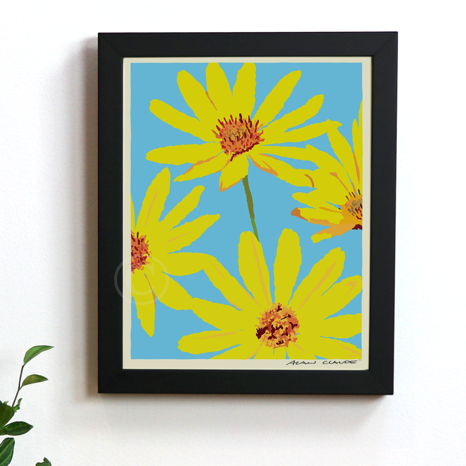 Joy Daisies Art Print 8" x 10" Framed Wall Poster - Maine