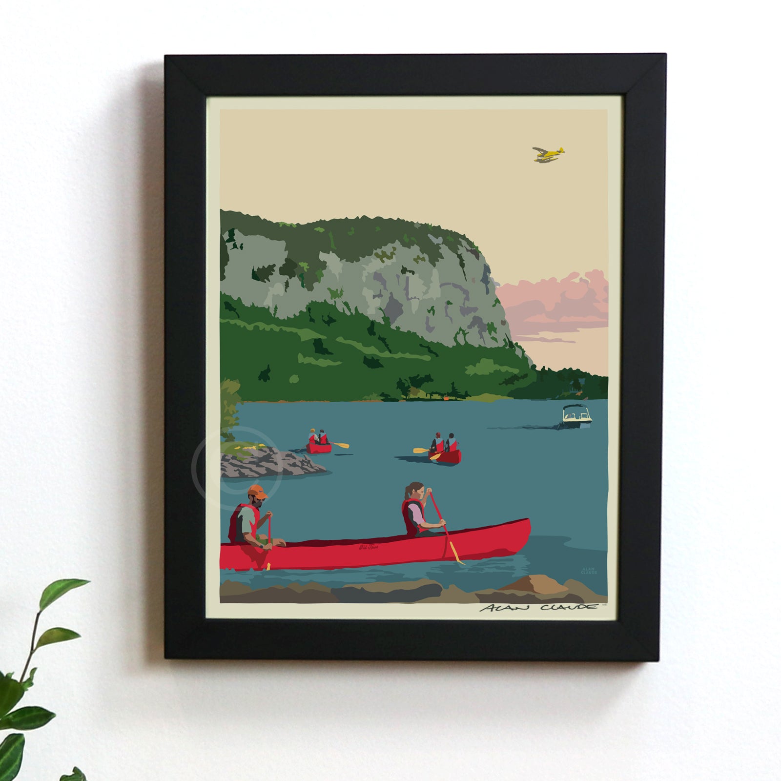 Moosehead Lake Mount Kineo Art Print 8" x 10" Framed Wall Poster - Maine