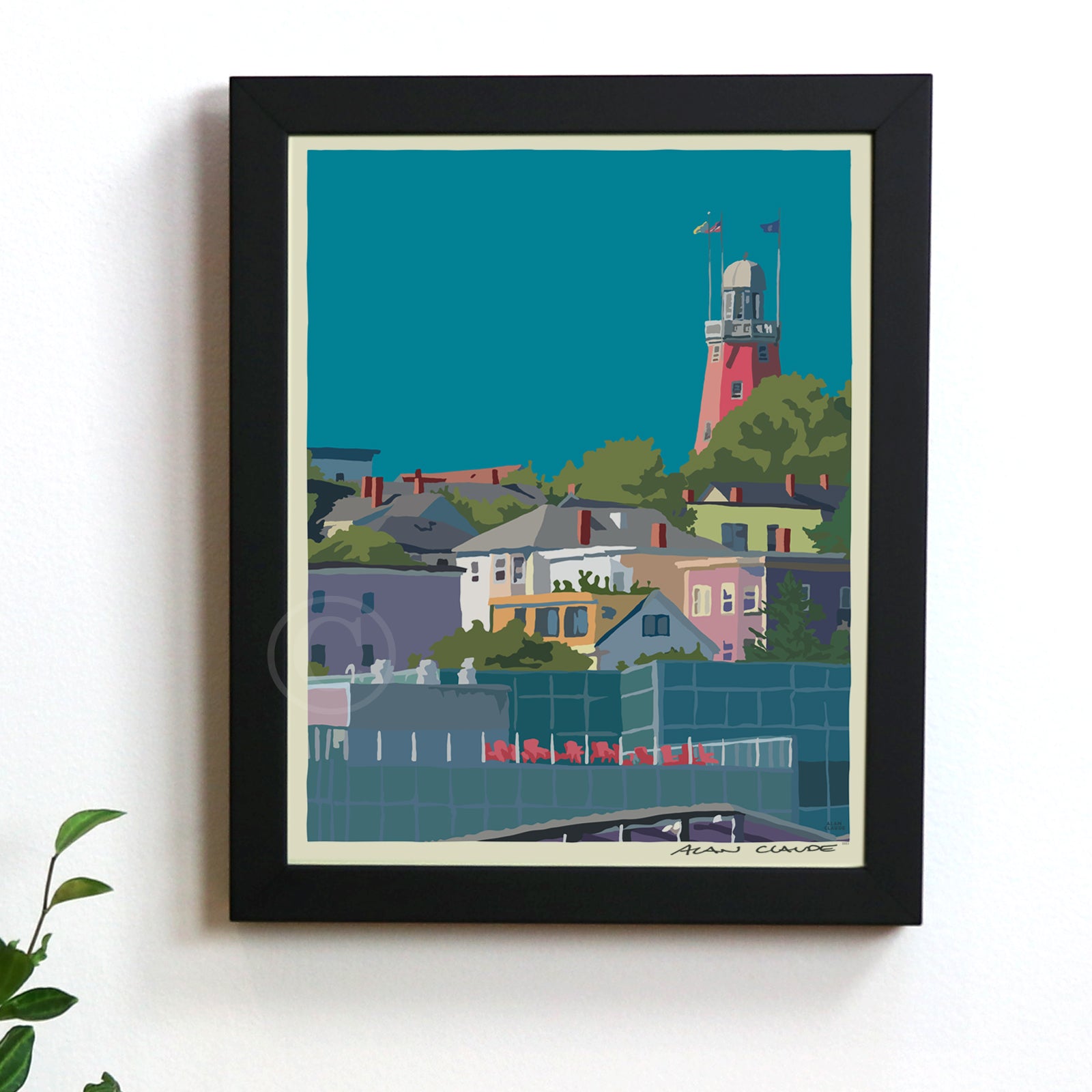 Munjoy Hill Art Print 8" x 10" Framed Wall Poster - Maine