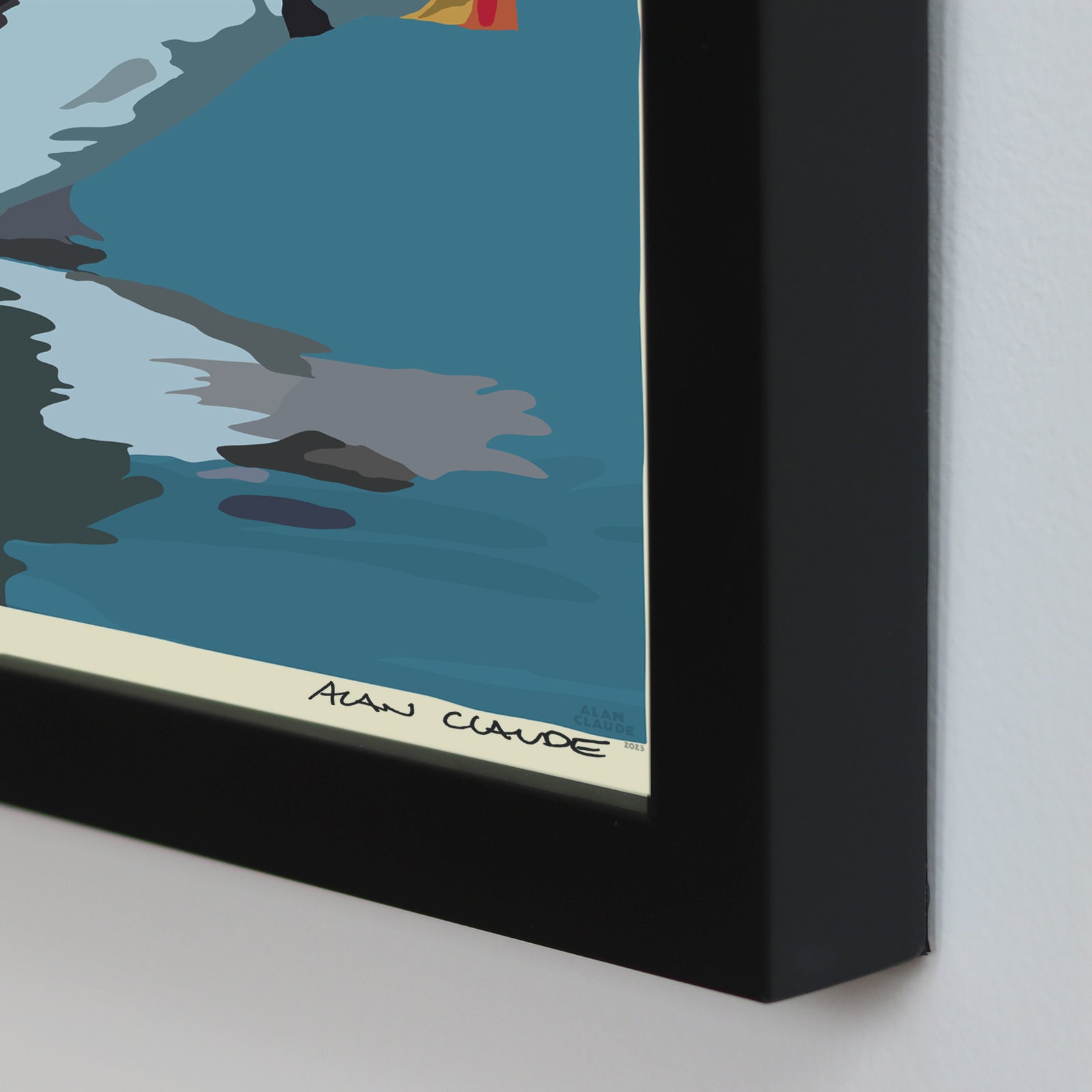Puffin Takes Flight Art Print 8" x 10" Horizontal Framed Wall Poster - Maine