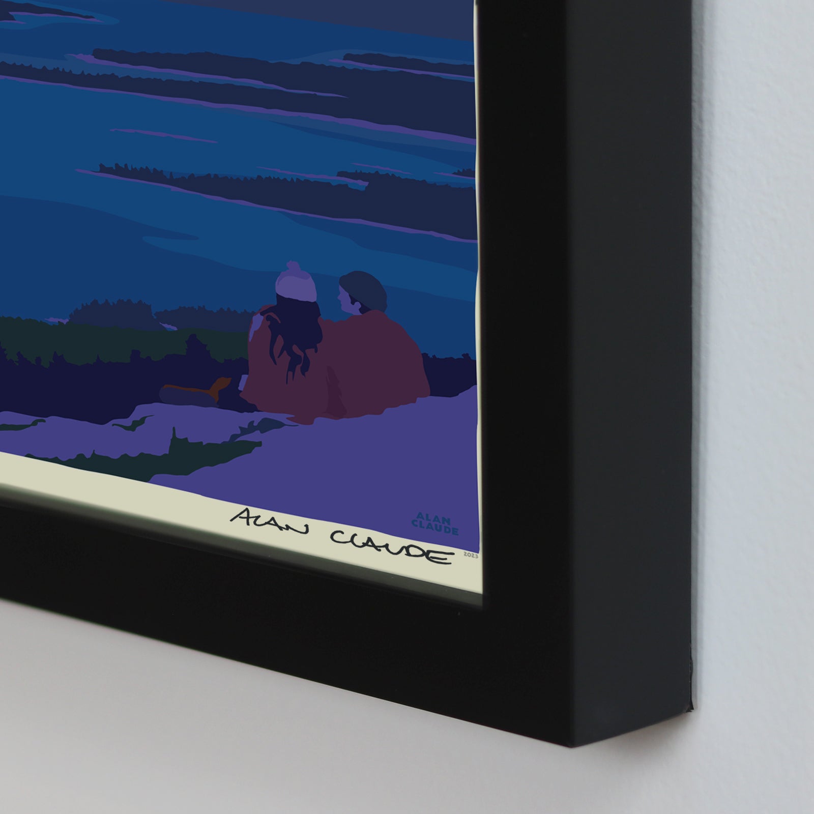 Stargazing Art Print 18" x 24" Framed Wall Poster By Alan Claude - Maine