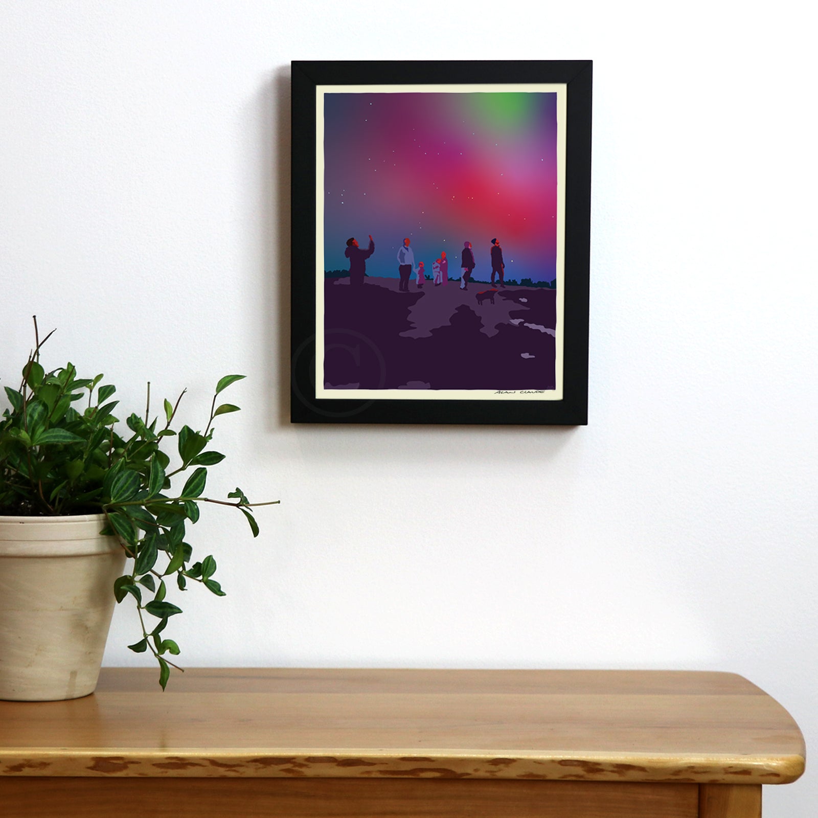 Northern Lights Art Print 8" x 10" Framed Wall Poster - Maine