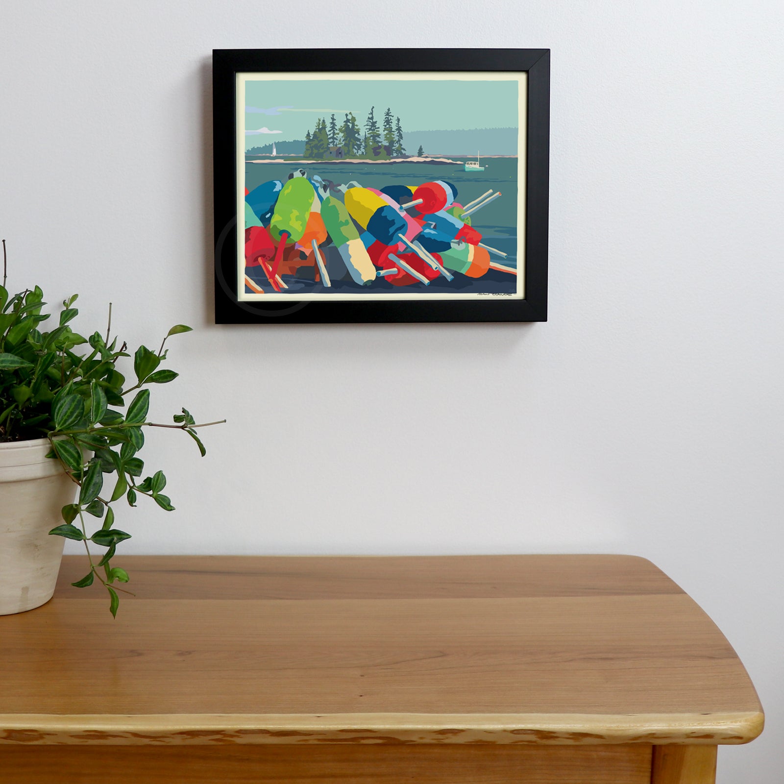 Oh Buoy! Horizontal Art Print 8" x 10" Framed Wall Poster By Alan Claude - Maine