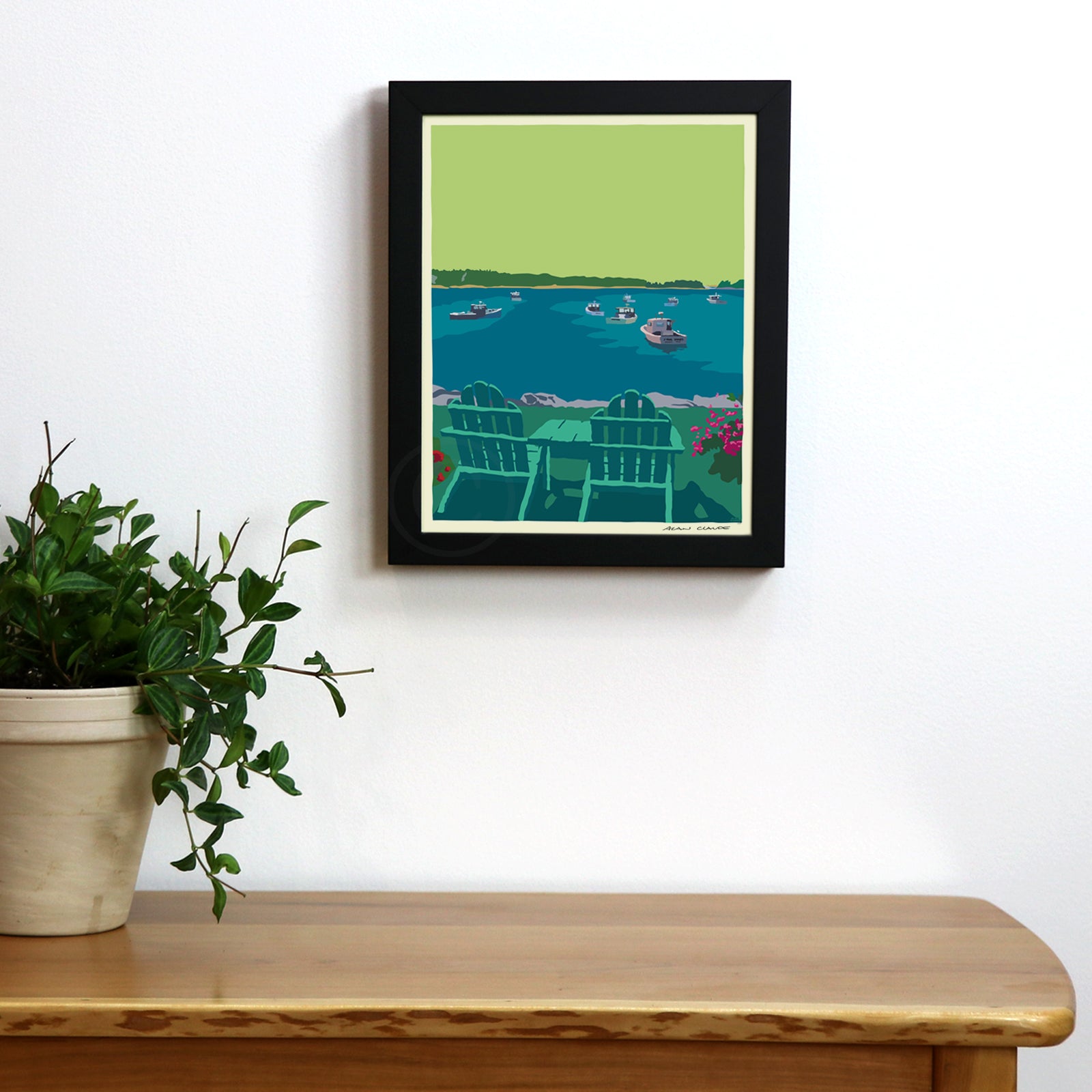 Chairished View Art Print 8" x 10" Framed Wall Poster By Alan Claude - Maine