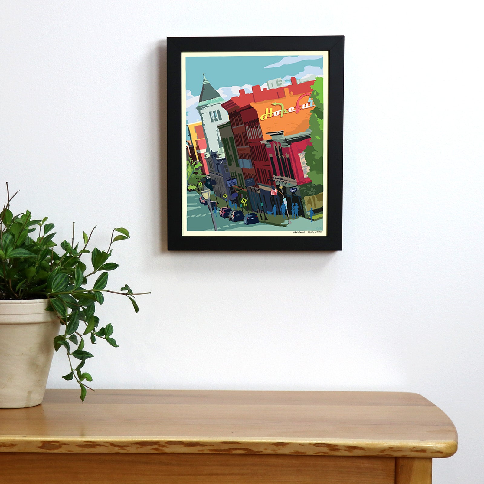 Hopeful Augusta Art Print 8" x 10" Framed Wall Poster By Alan Claude - Maine