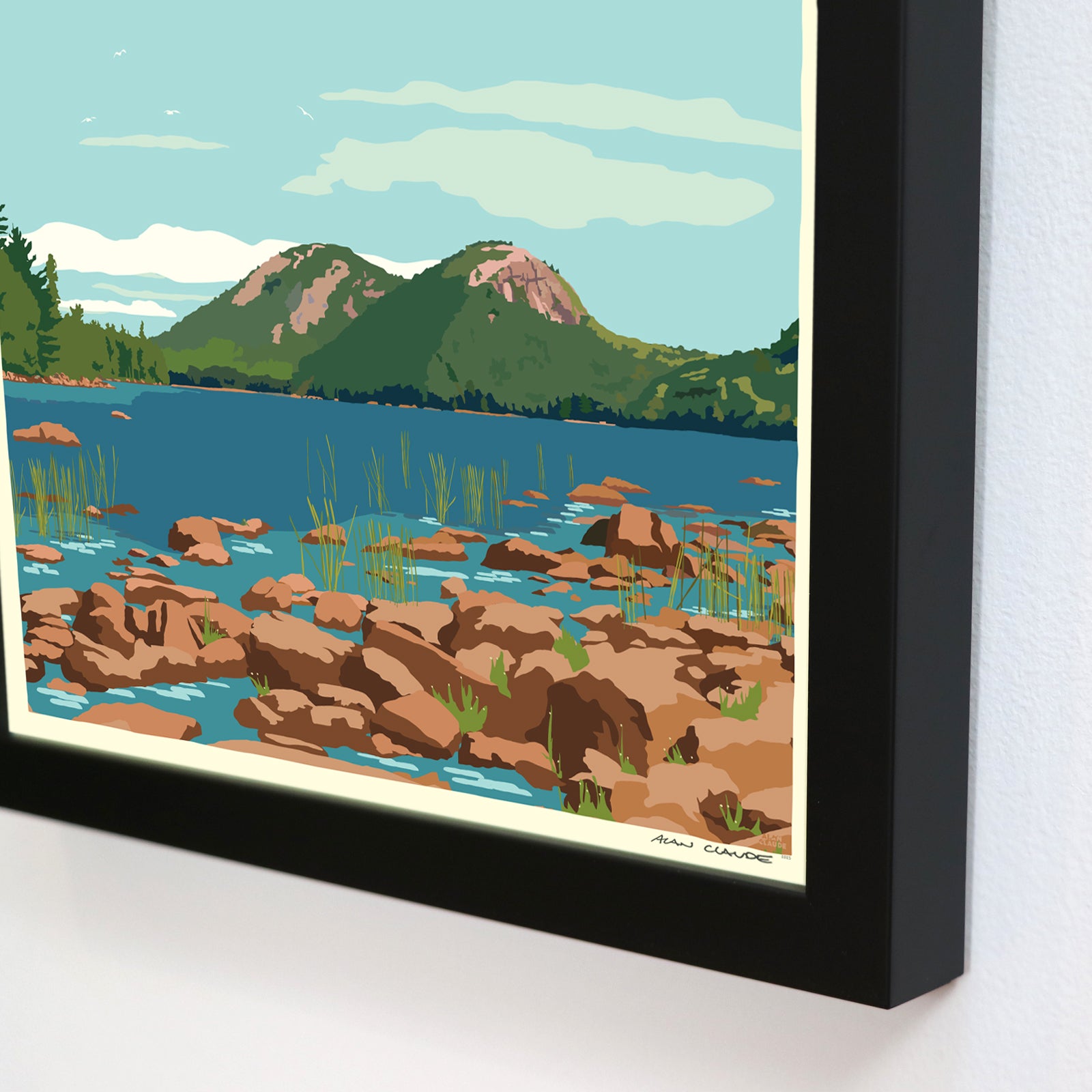 Jordan Pond Art Print 8" x 10" Framed By Alan Claude - Maine