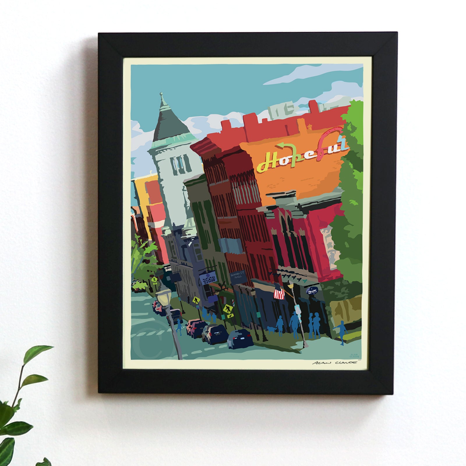 Hopeful Augusta Art Print 8" x 10" Framed Wall Poster By Alan Claude - Maine