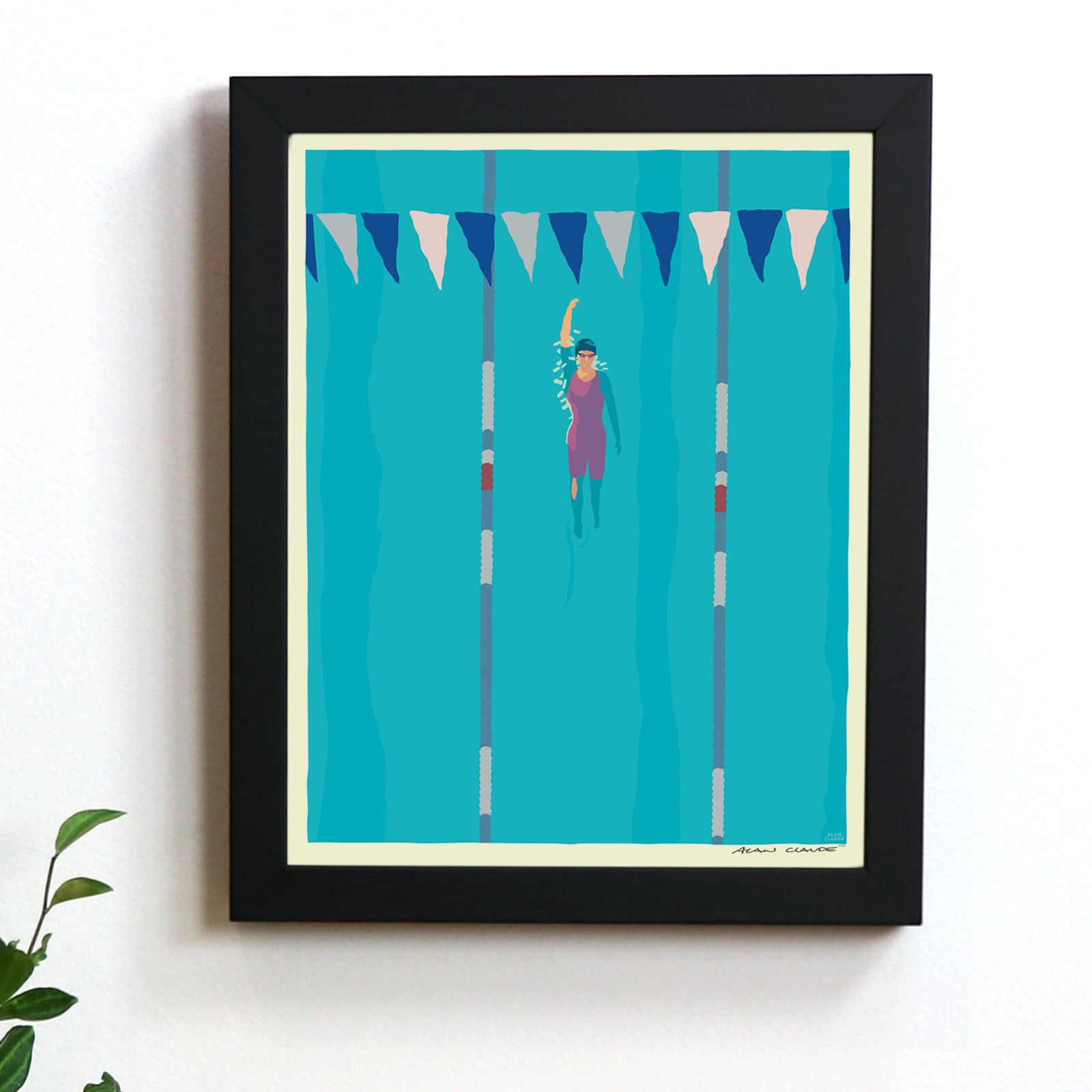 Backstroke Art Print 8" x 10" Framed Wall Poster By Alan Claude - Maine