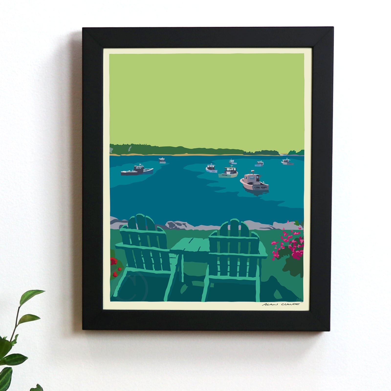 Chairished View Art Print 8" x 10" Framed Wall Poster By Alan Claude - Maine