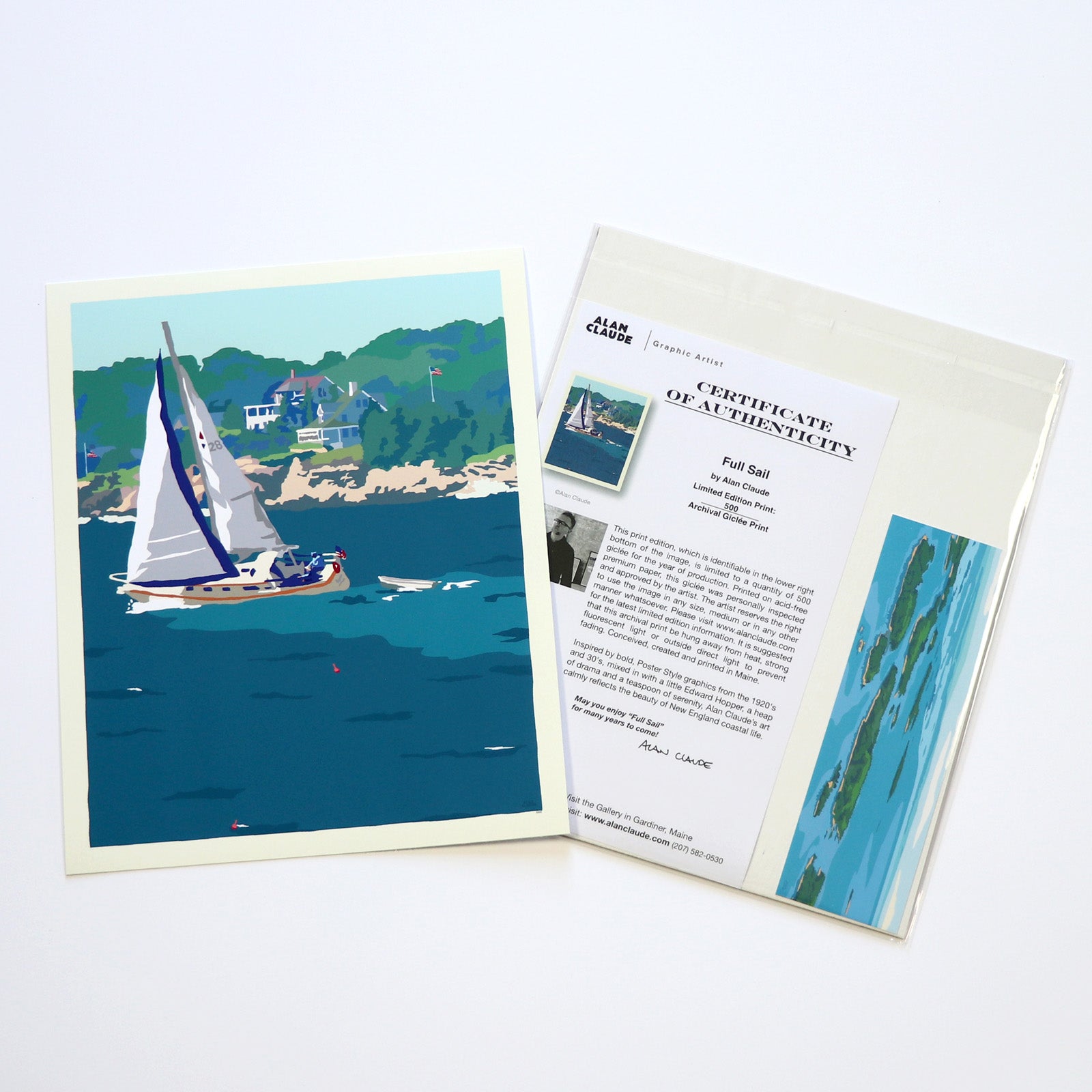 Full Sail Art Print 8" x 10" Wall Poster By Alan Claude - Maine