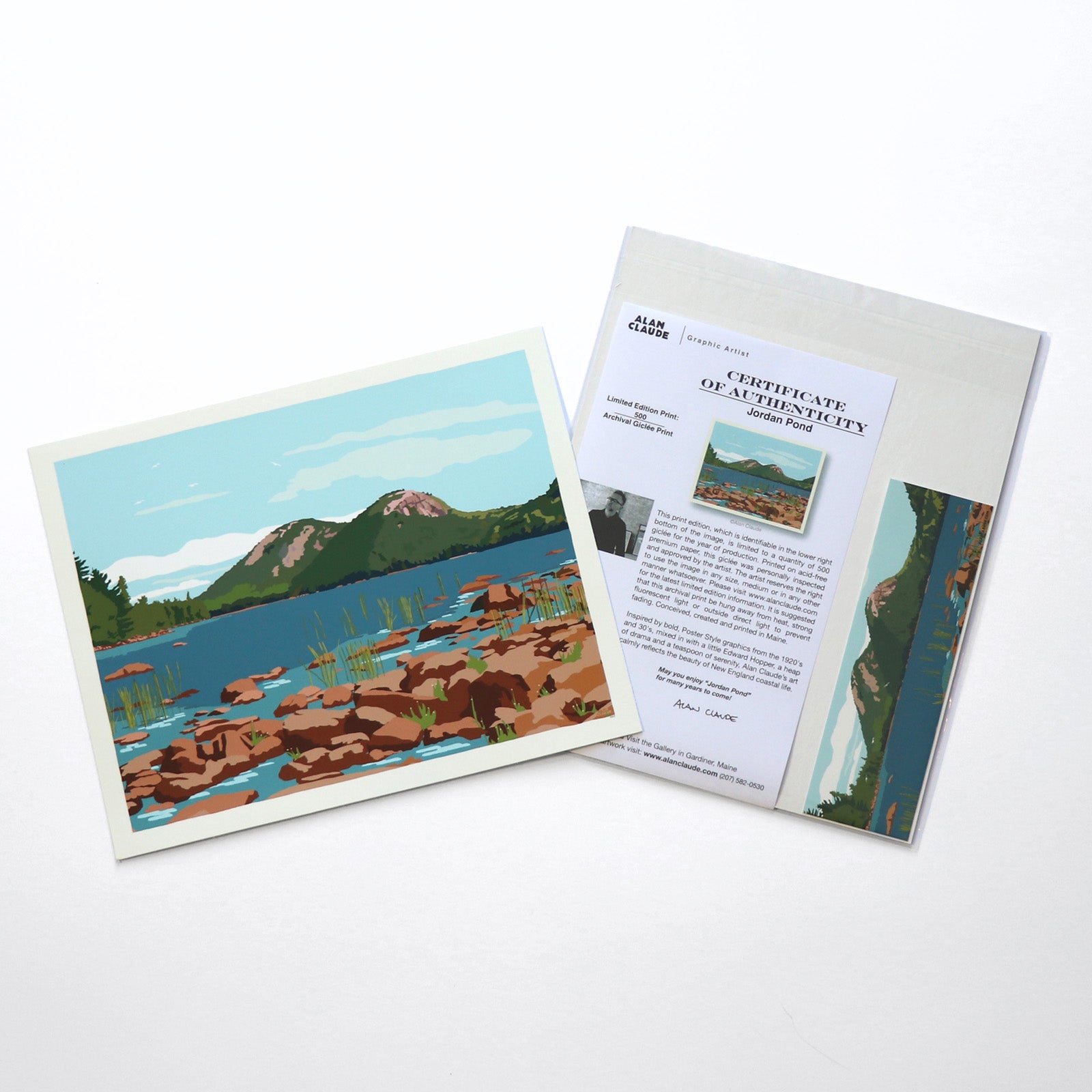 Jordan Pond Print 8" x 10" Wall Poster By Alan Claude - Maine