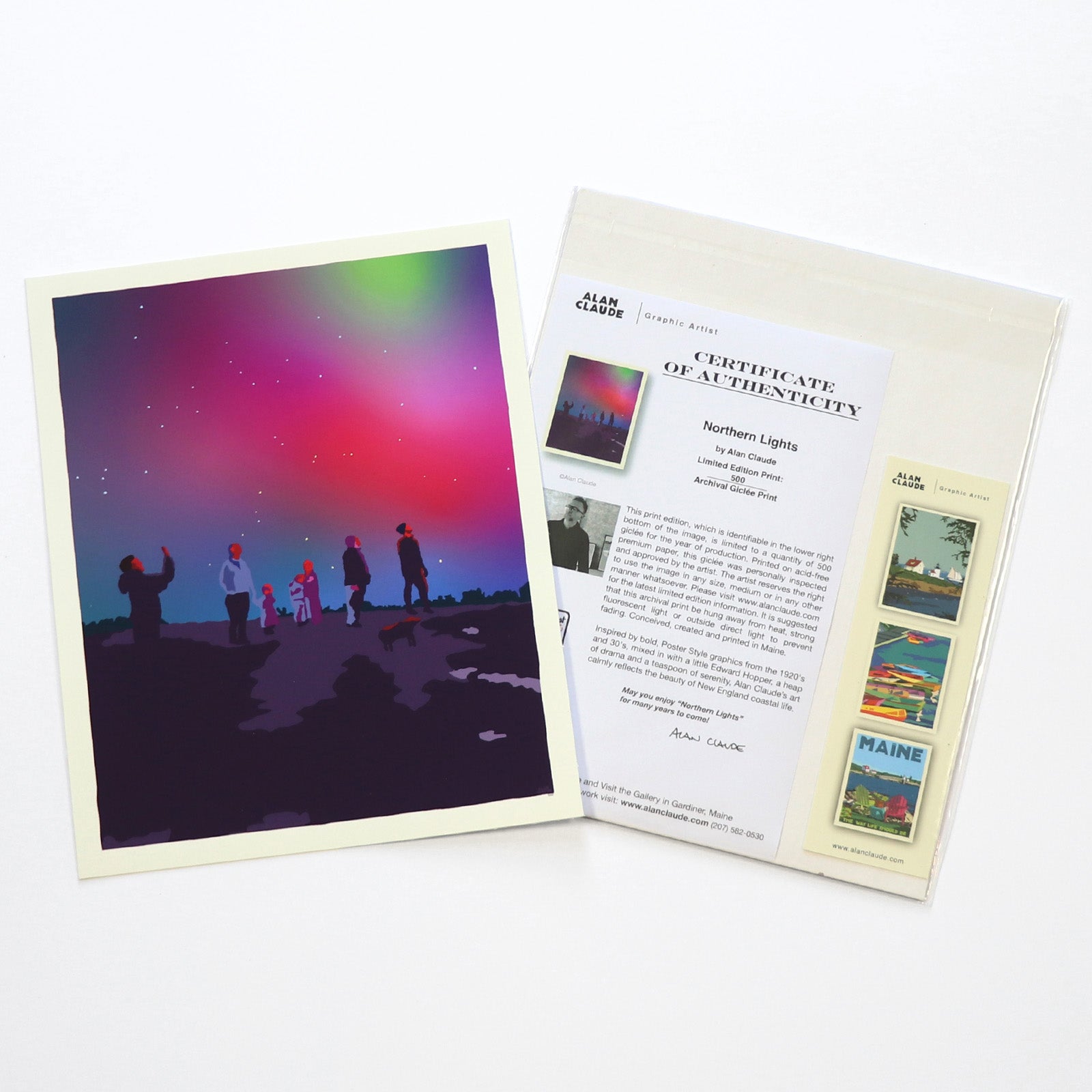Northern Lights Art Print 8" x 10" Wall Poster By Alan Claude - Maine