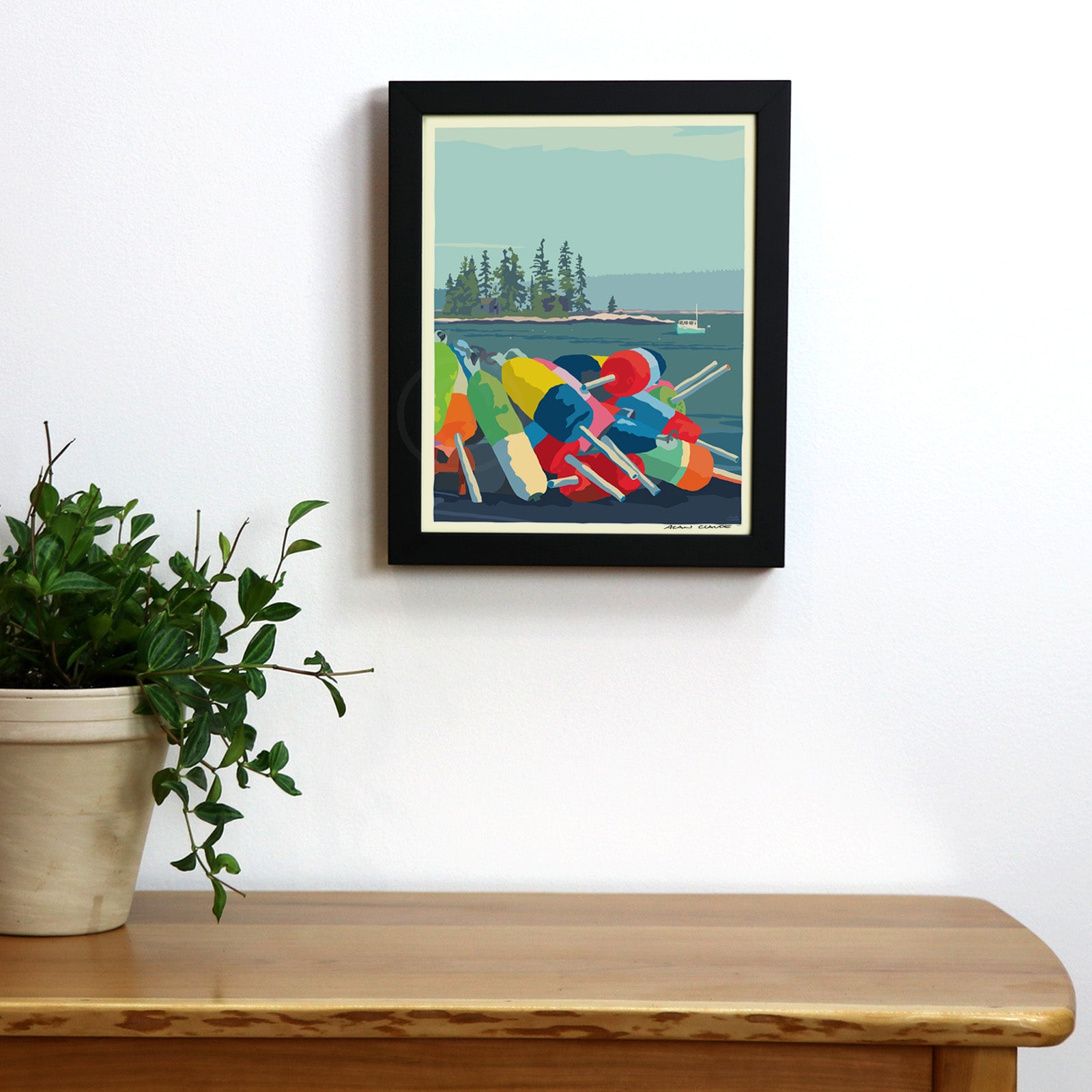 Oh Buoy! Vertical Art Print 8" x 10" Framed Wall Poster By Alan Claude - Maine
