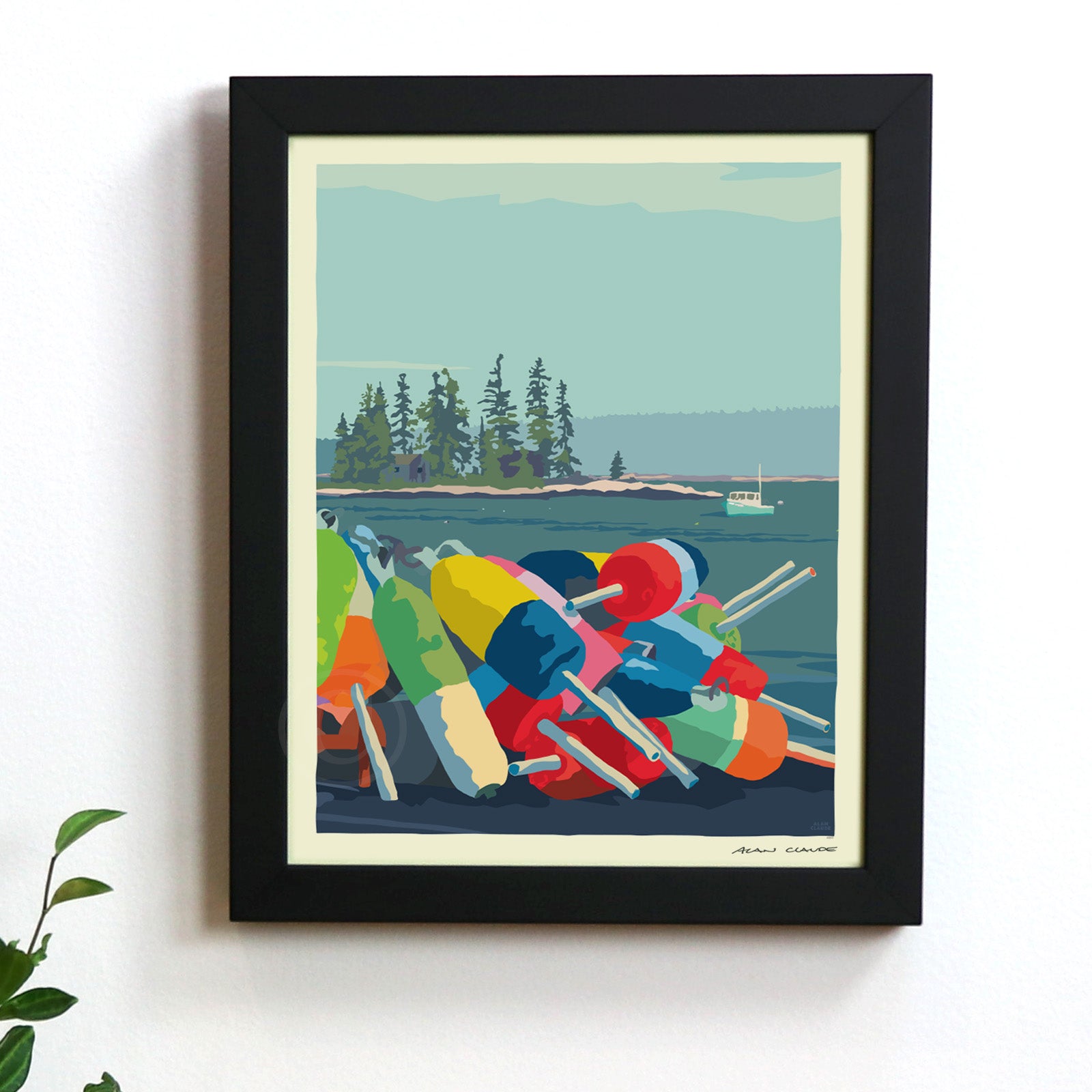 Oh Buoy! Vertical Art Print 8" x 10" Framed Wall Poster By Alan Claude - Maine