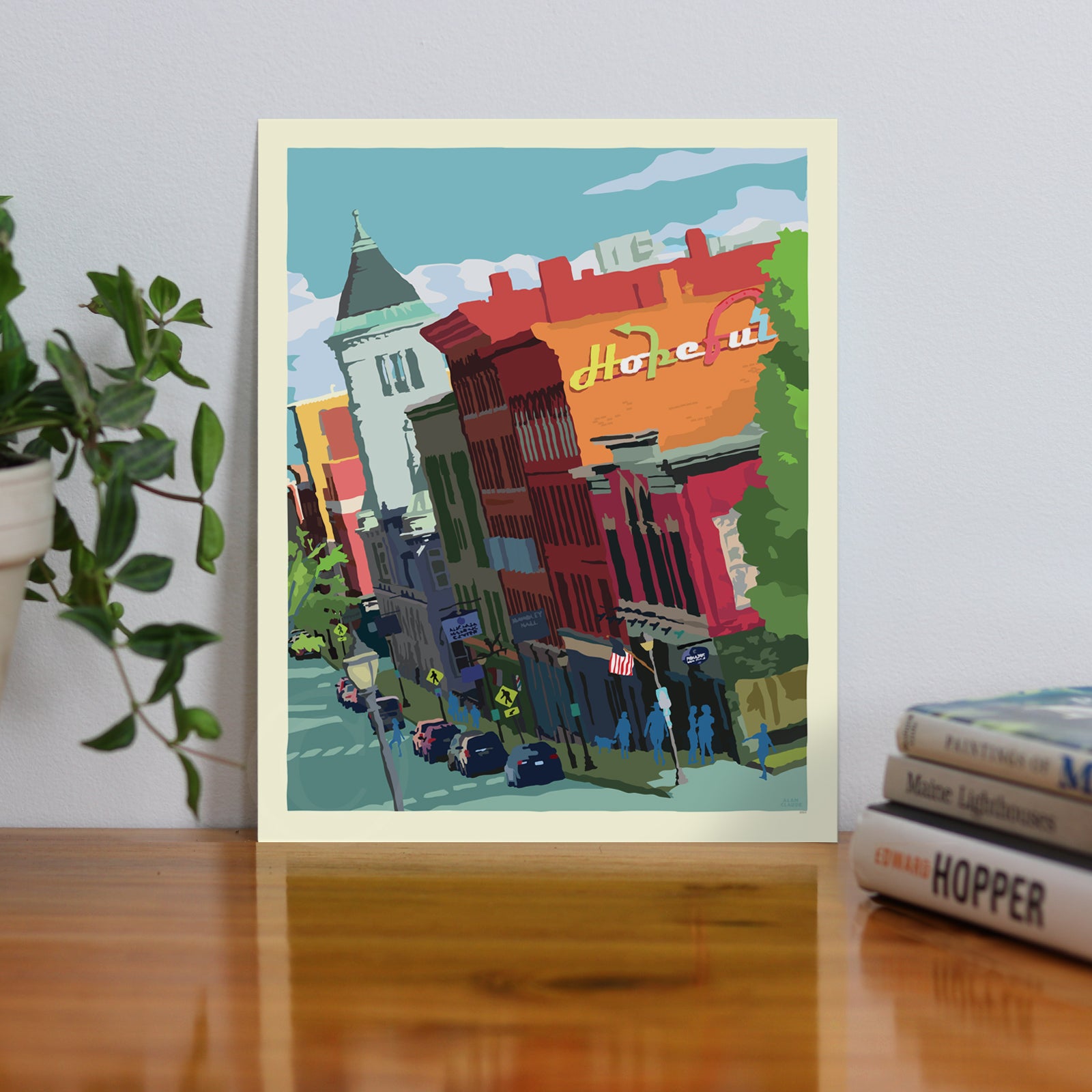Hopeful Augusta Art Print 8" x 10" Wall Poster By Alan Claude - Maine
