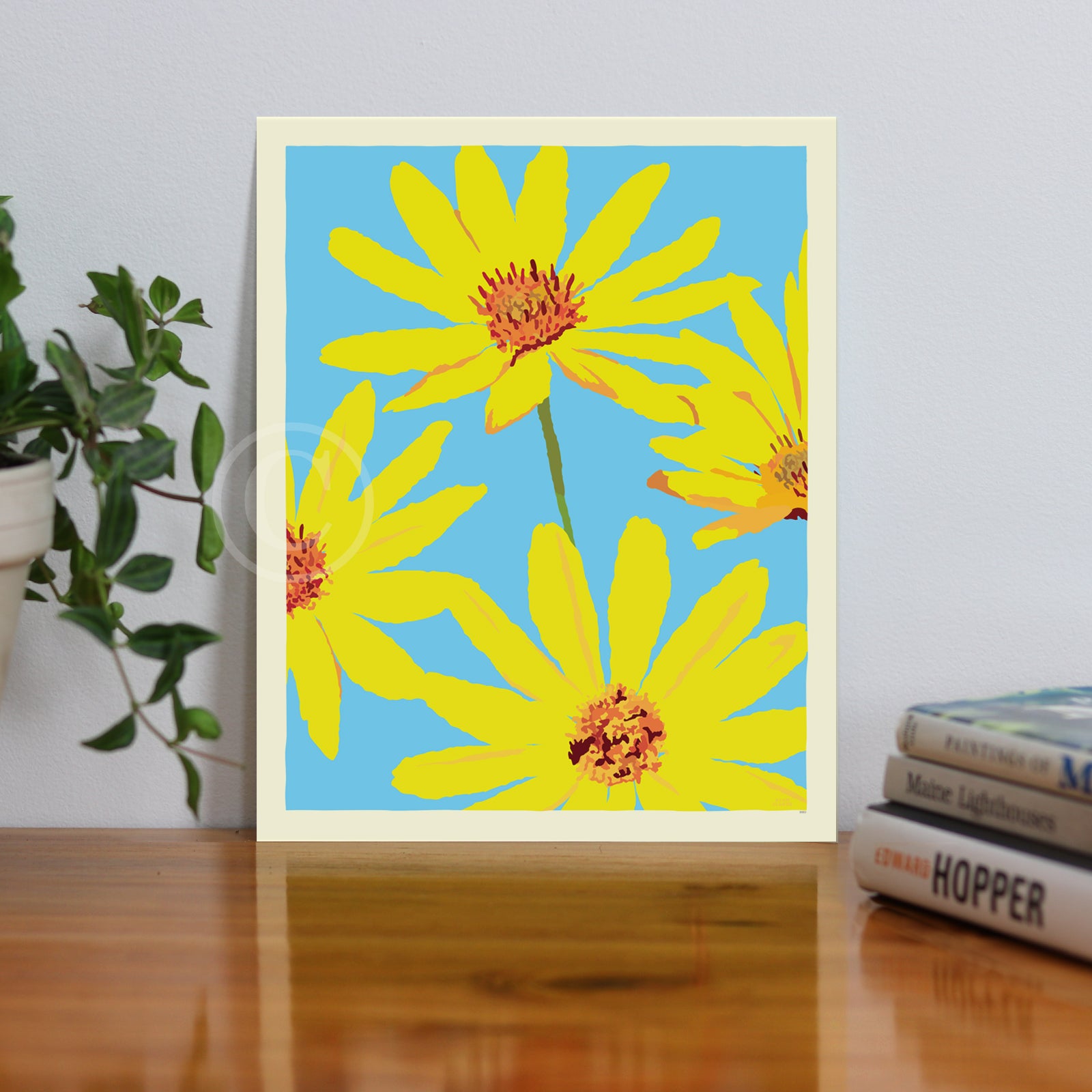 JOY Daisies Art Print 8" x 10" Wall Poster By Alan Claude - Maine