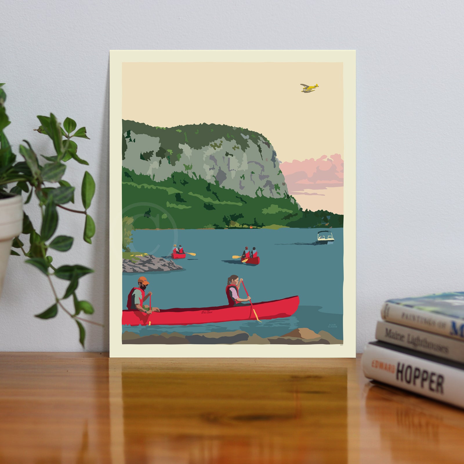 Moosehead Lake, Mt Kineo Art Print 8" x 10" Wall Poster By Alan Claude - Maine