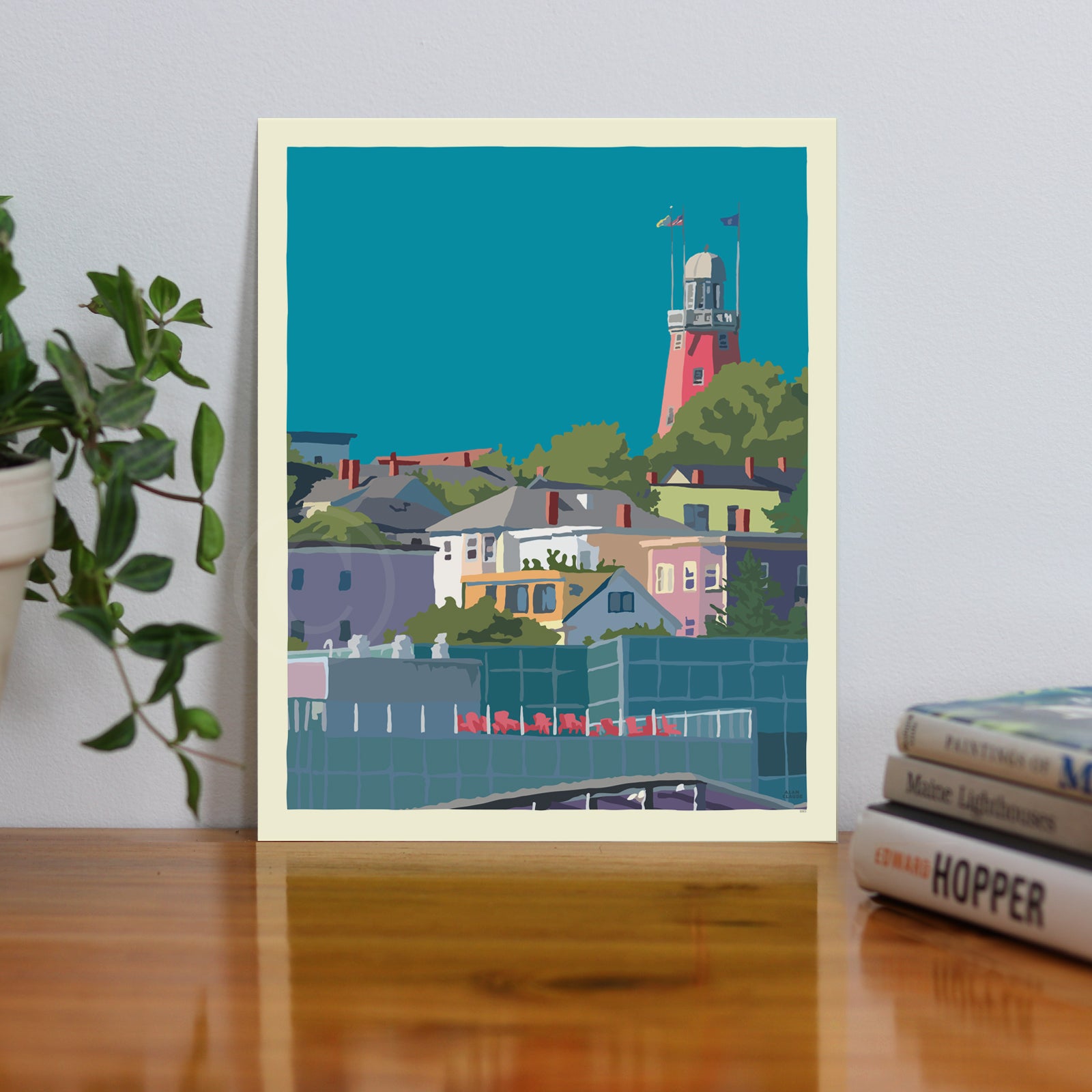 Munjoy Hill Art Print 8" x 10" Wall Poster By Alan Claude - Portland, Maine