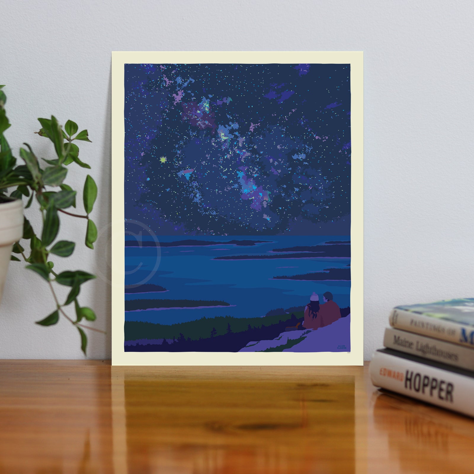 Stargazing Art Print 8" x 10" Wall Poster By Alan Claude - Maine