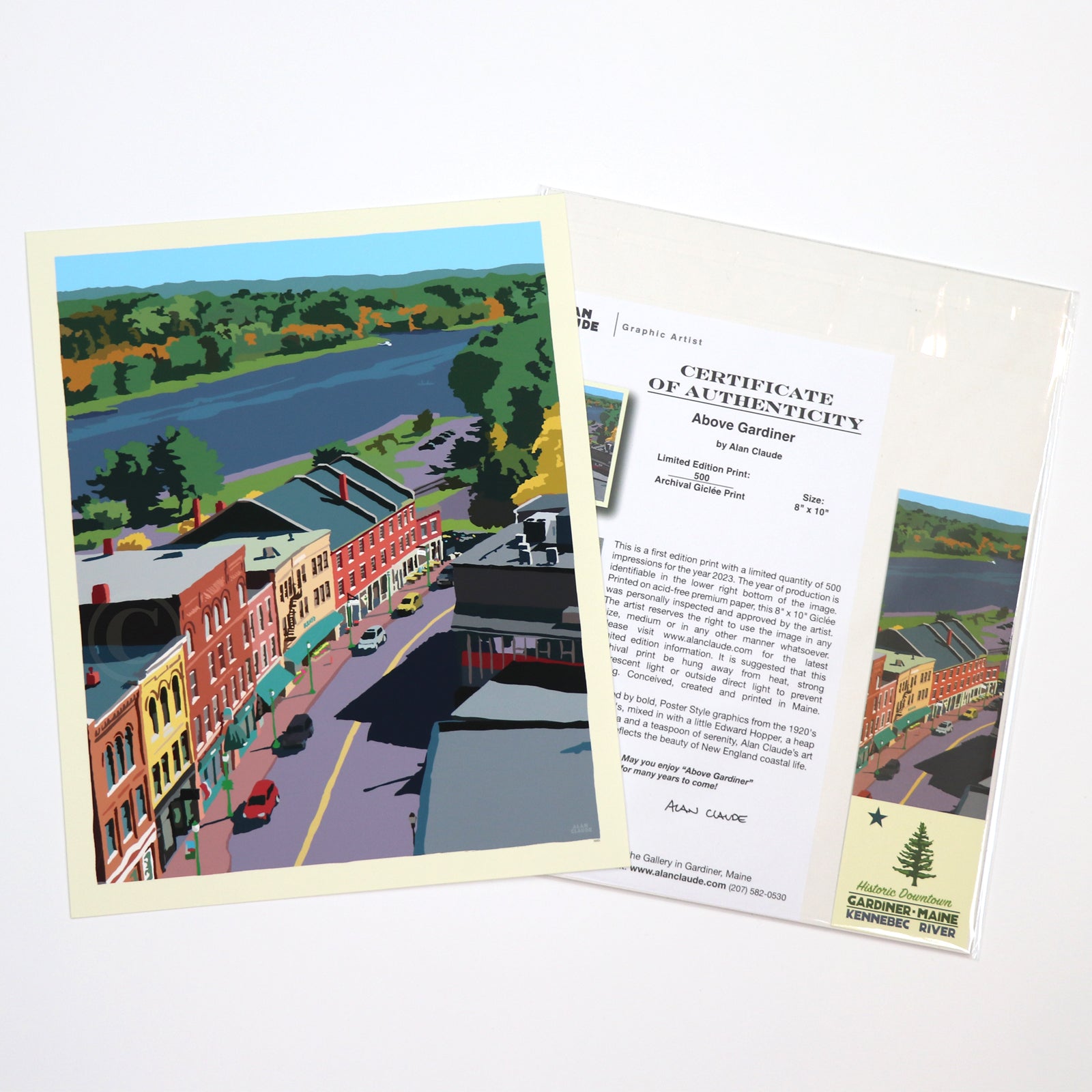 Above Gardiner Art Print 8" x 10" Wall Poster By Alan Claude - Maine