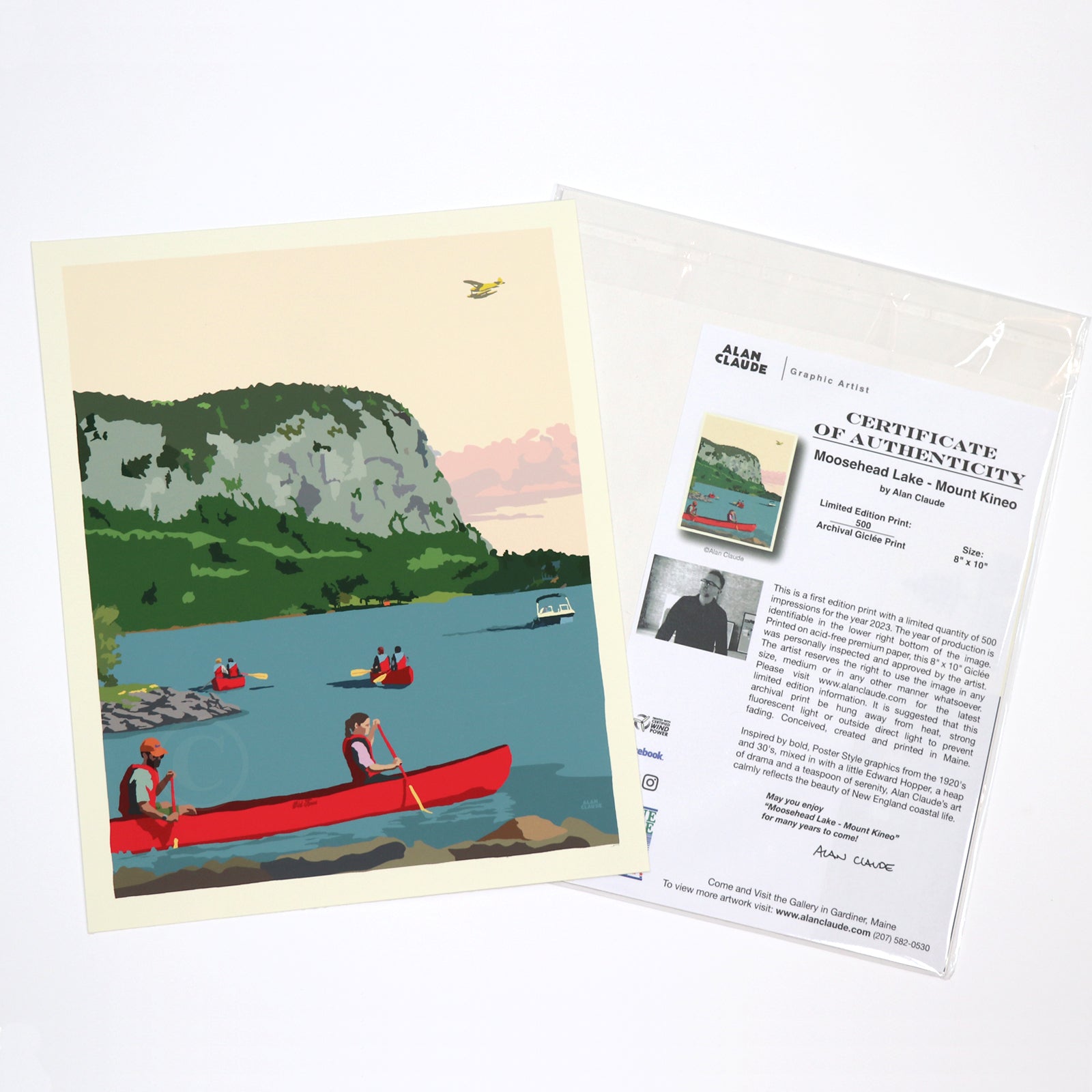 Moosehead Lake, Mt Kineo Art Print 8" x 10" Wall Poster By Alan Claude - Maine