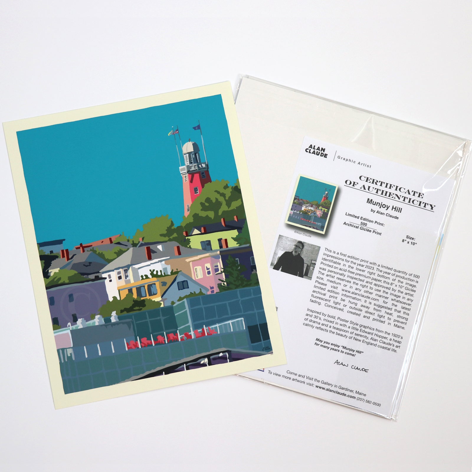 Munjoy Hill Art Print 8" x 10" Wall Poster By Alan Claude - Portland, Maine