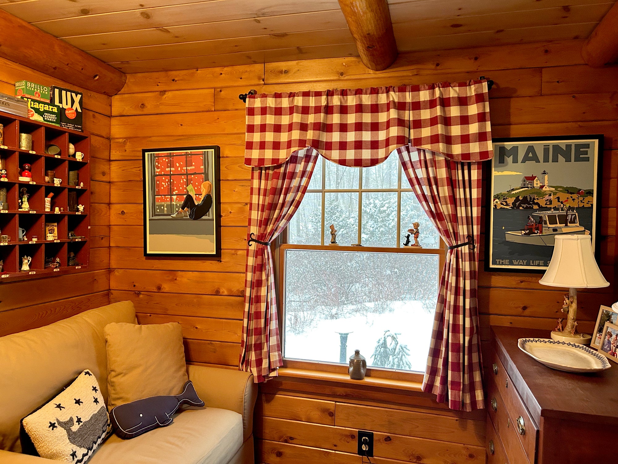 Good Book on a Snow Day Art Print 18" x 24" Framed Wall Poster By Alan Claude - Maine