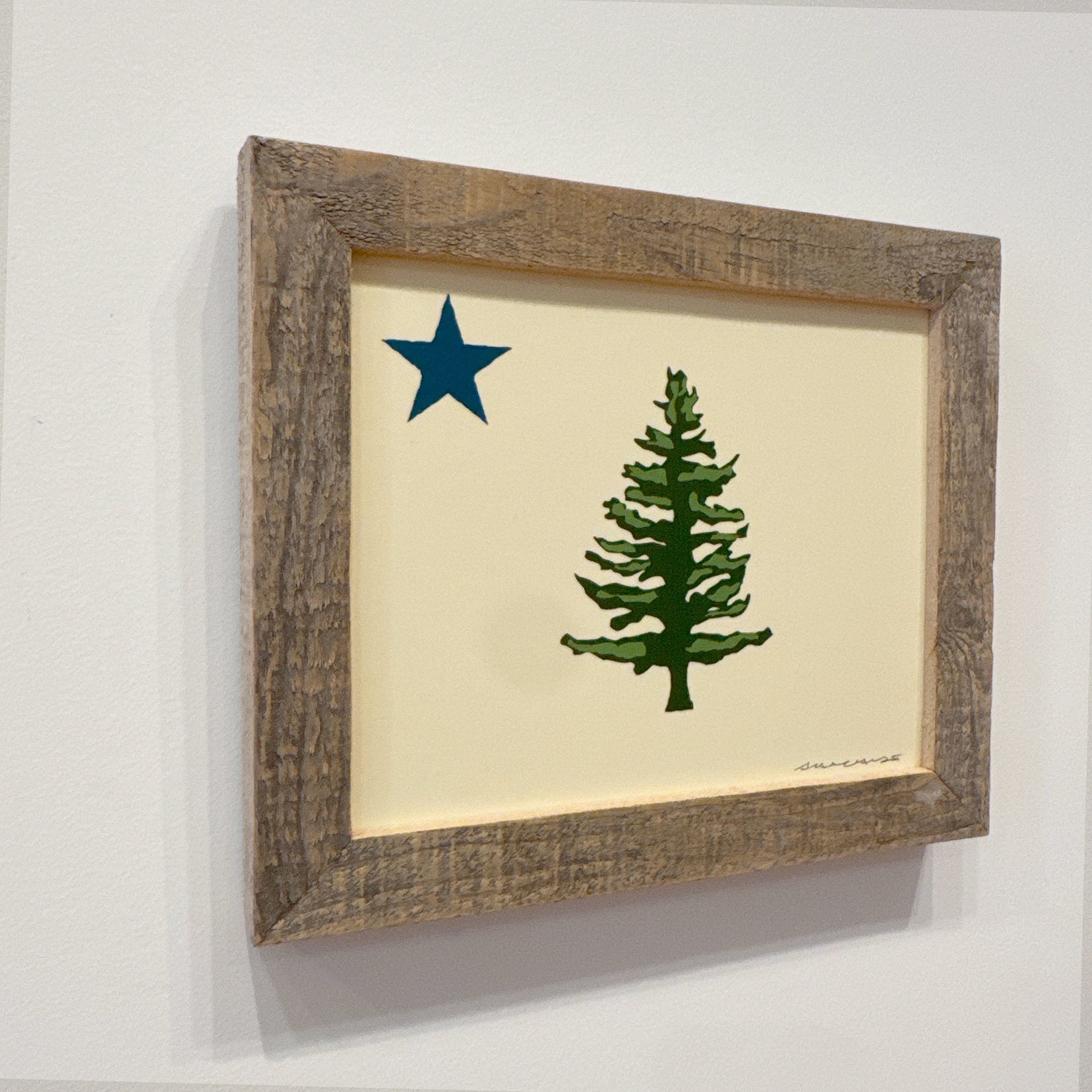 MAINE WOOD FRAME 8" x 10" 1901 Maine Flag