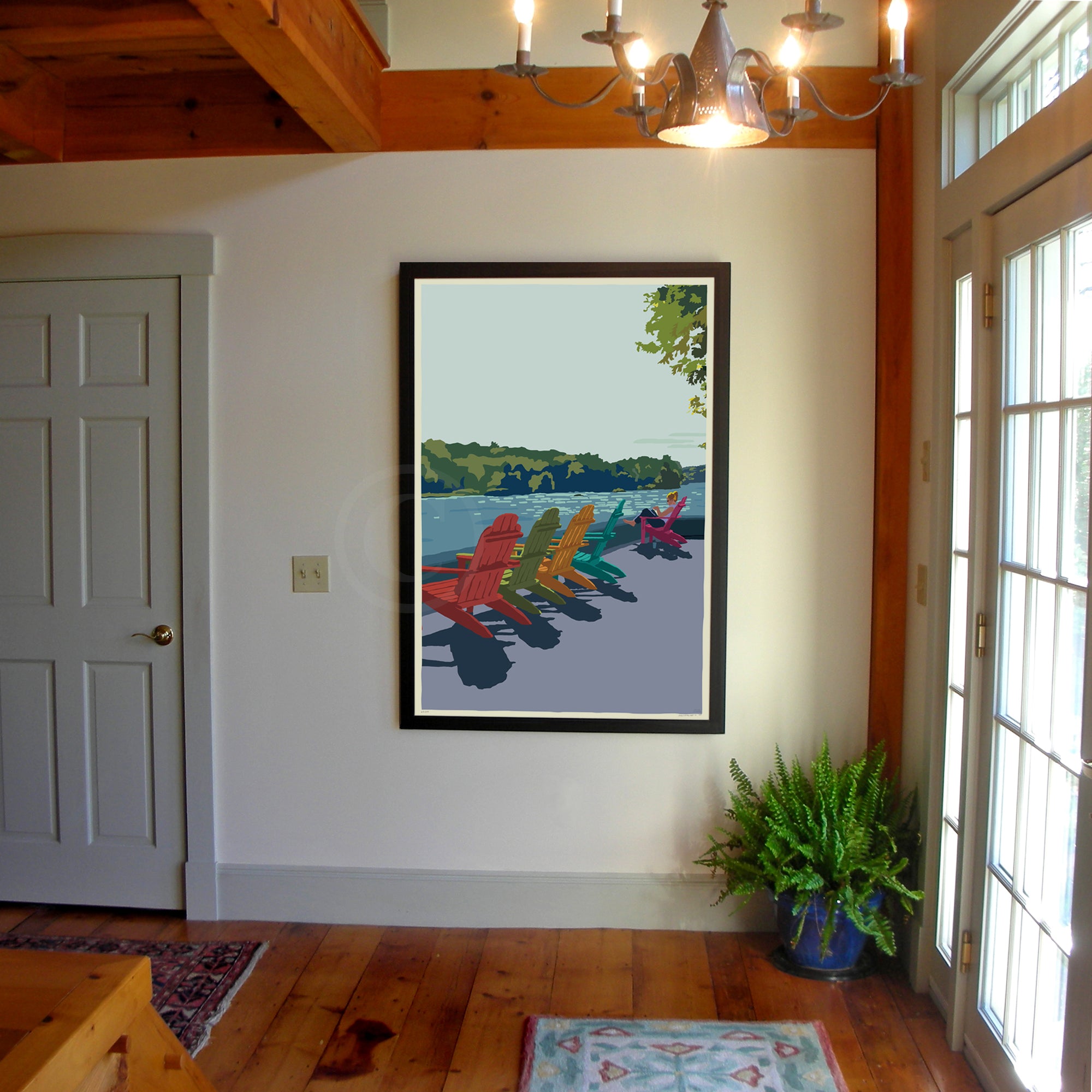 Summer Chairs 36" x 53" Framed Vertical Wall Poster - Maine
