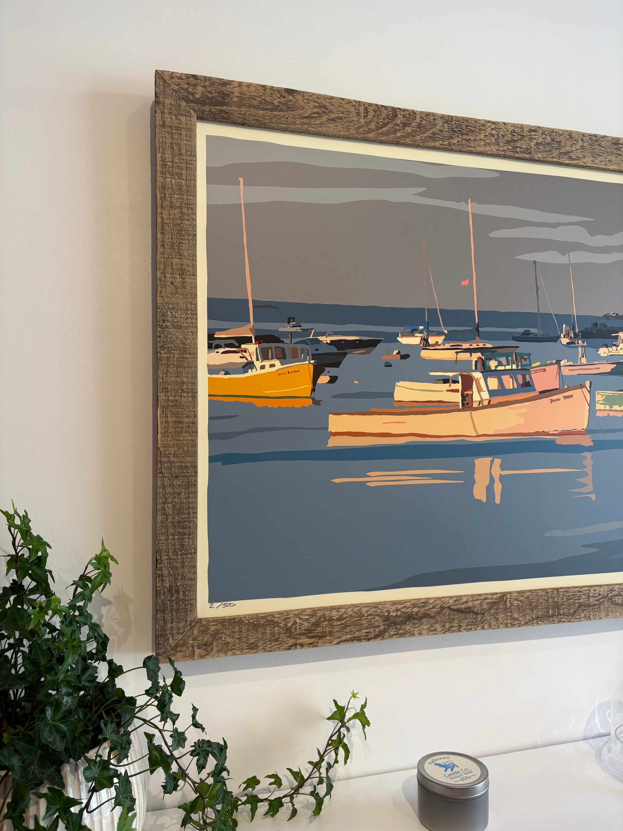 MAINE WOOD FRAME 24" x 36" Framed Sunset Minots Ledge Light