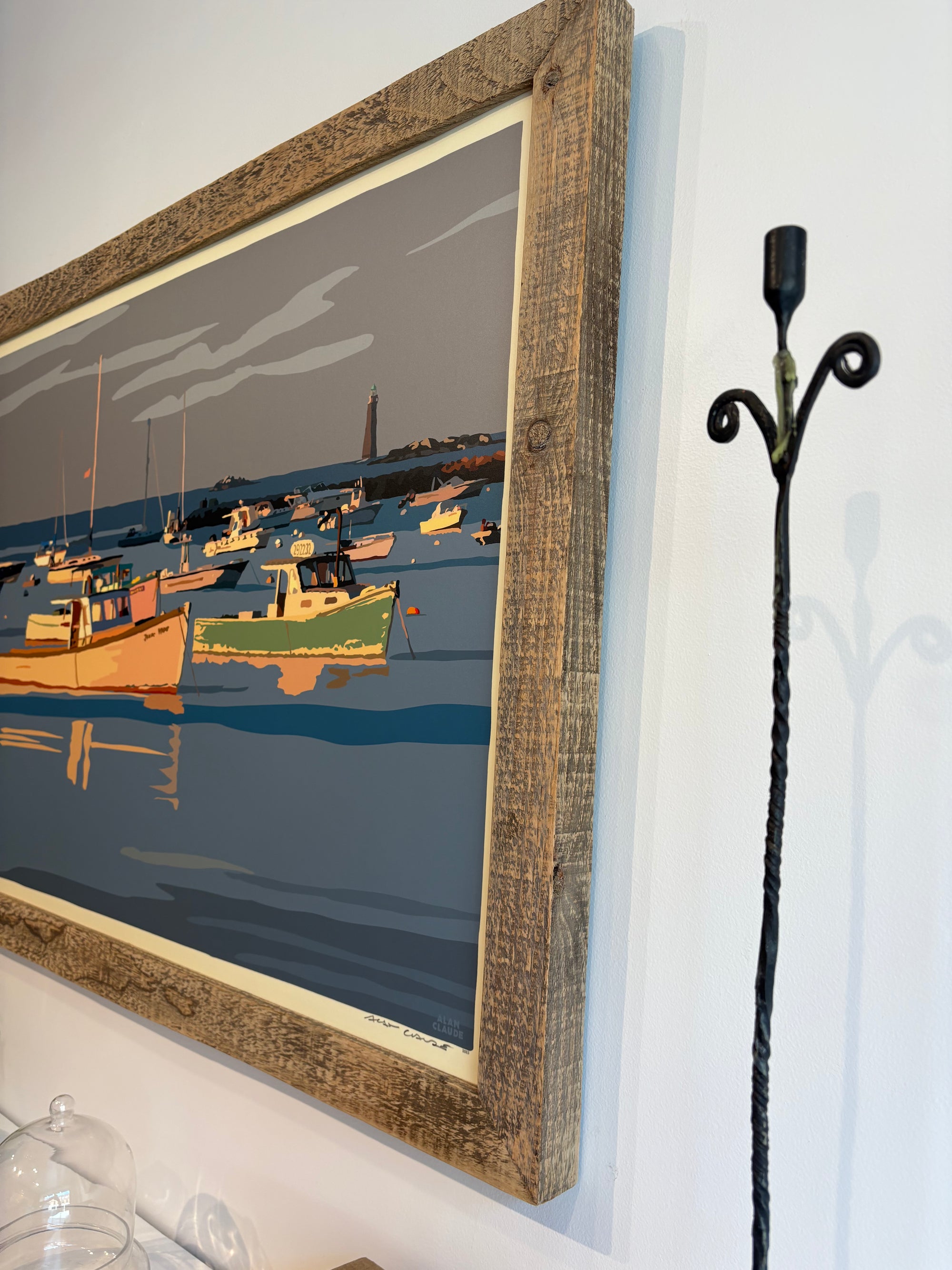 MAINE WOOD FRAME 24" x 36" Framed Sunset Minots Ledge Light