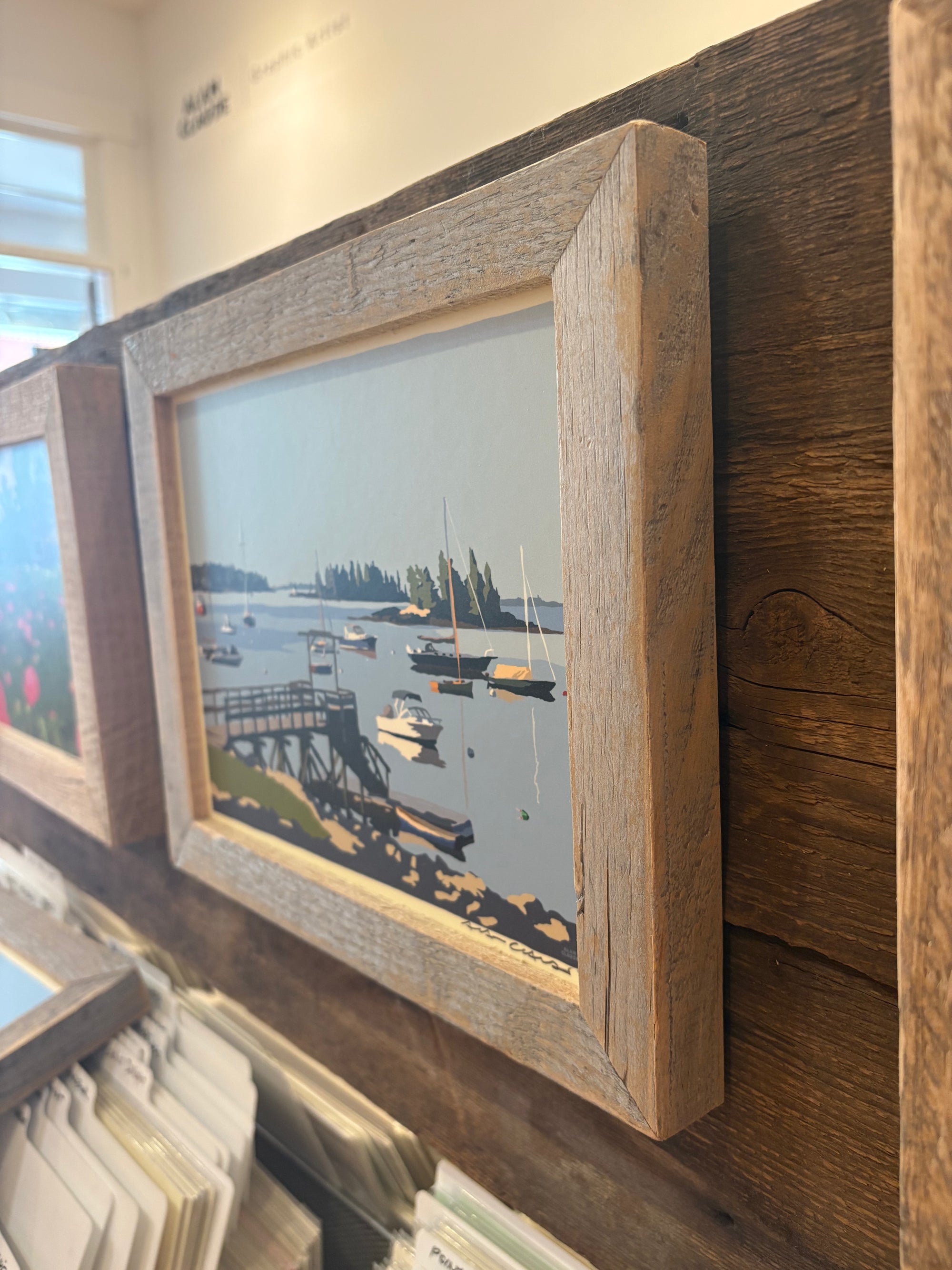 MAINE WOOD FRAMED 8" x 10" Sailboats In Boothbay Harbor