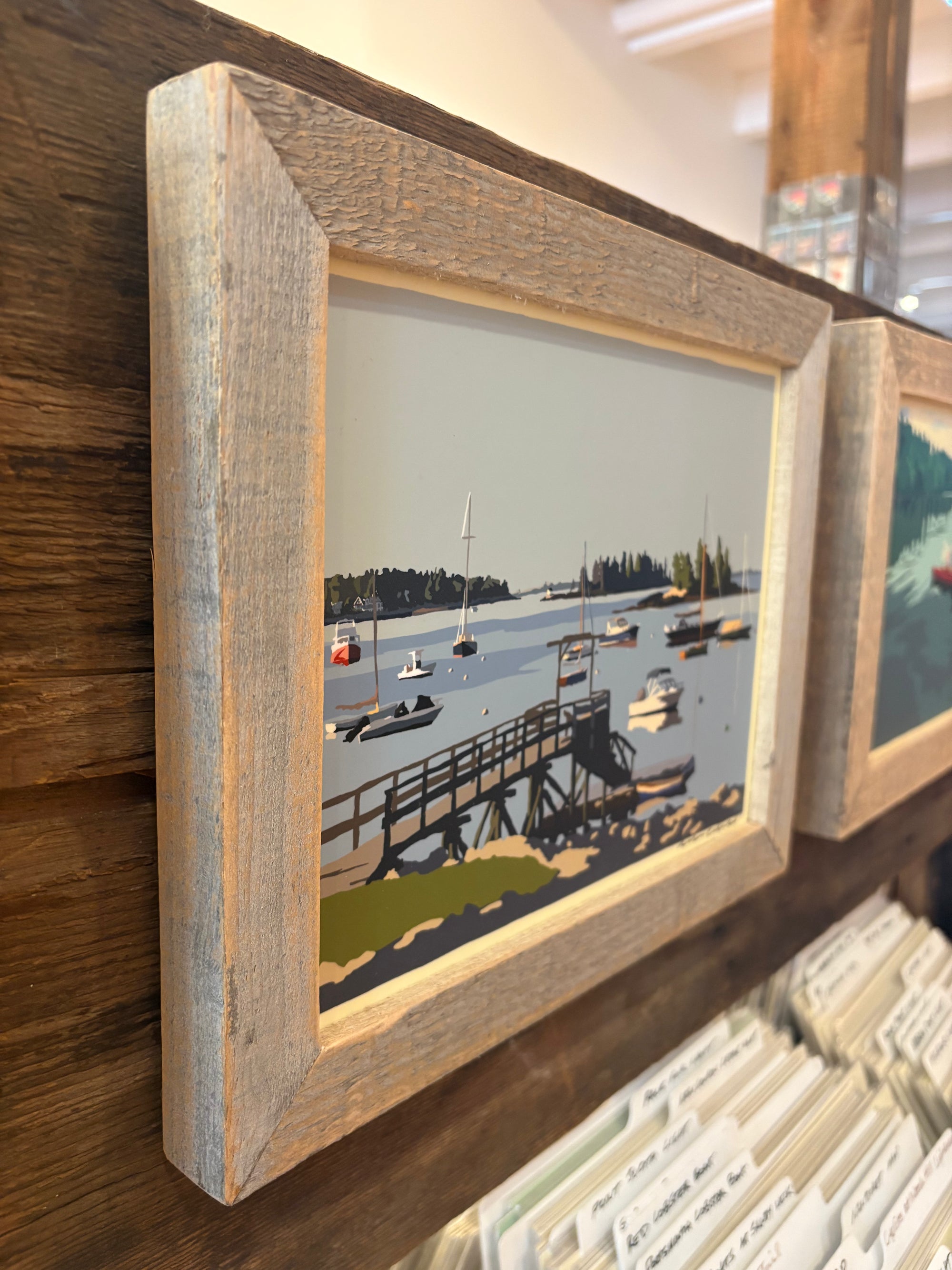 MAINE WOOD FRAMED 8" x 10" Sailboats In Boothbay Harbor