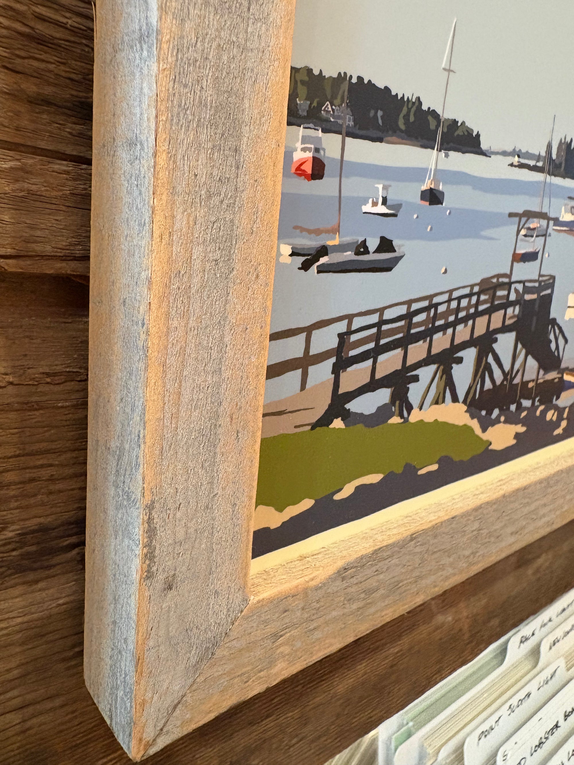 MAINE WOOD FRAMED 8" x 10" Sailboats In Boothbay Harbor