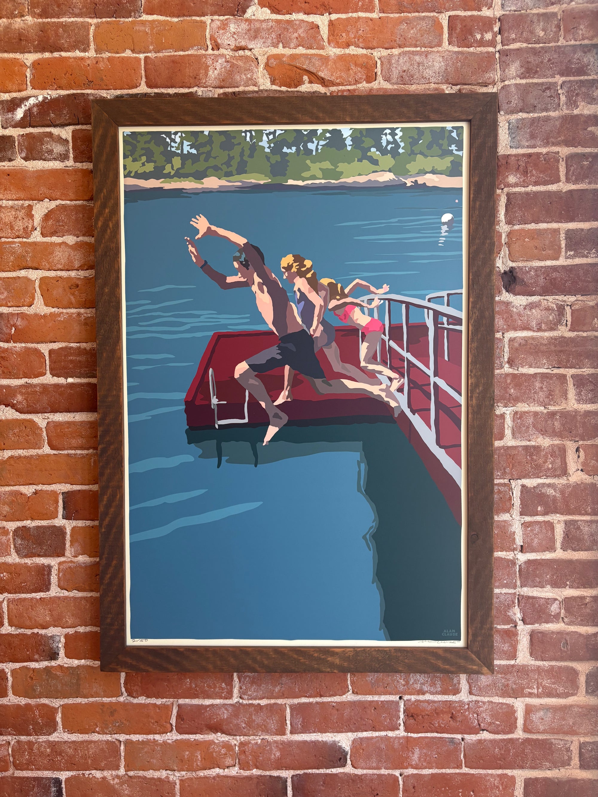 MAINE WOOD FRAME 24" x 36" Framed Go Jump in a Lake
