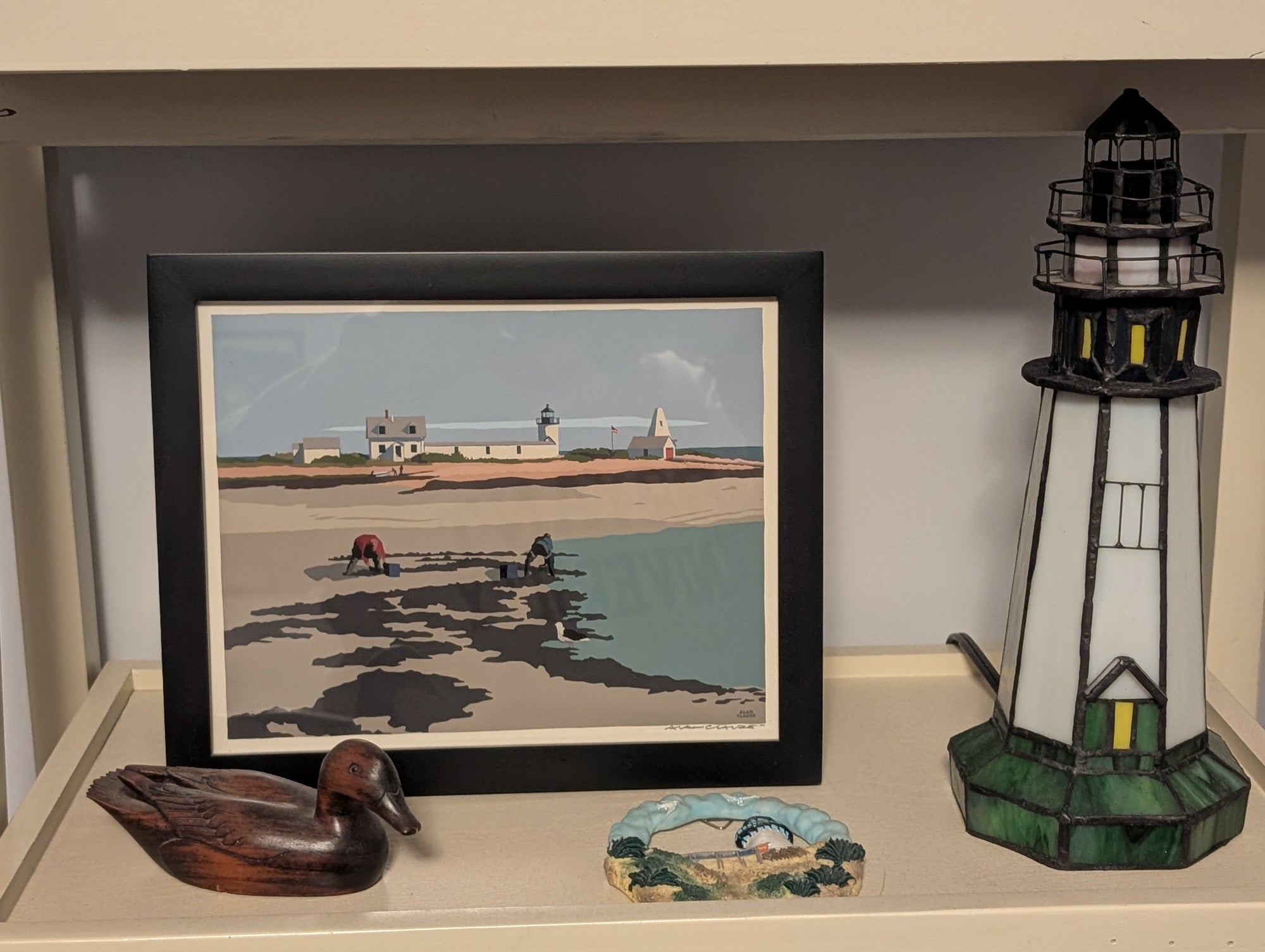 Goat Island Clammers Art Print 8" x 10" Horizontal Framed Wall Poster By Alan Claude - Maine