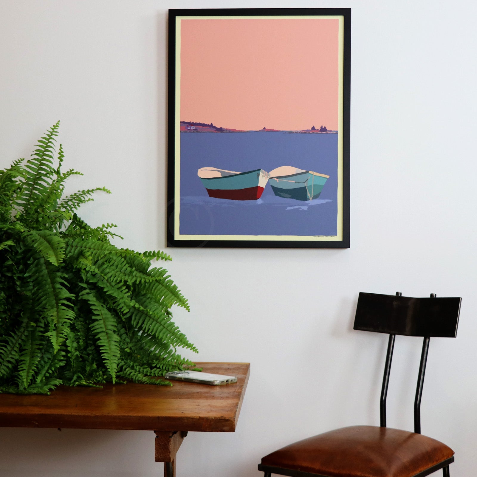 Love Boats in Maine Art Print 18" x 24" Framed Wall Poster By Alan Claude - Maine