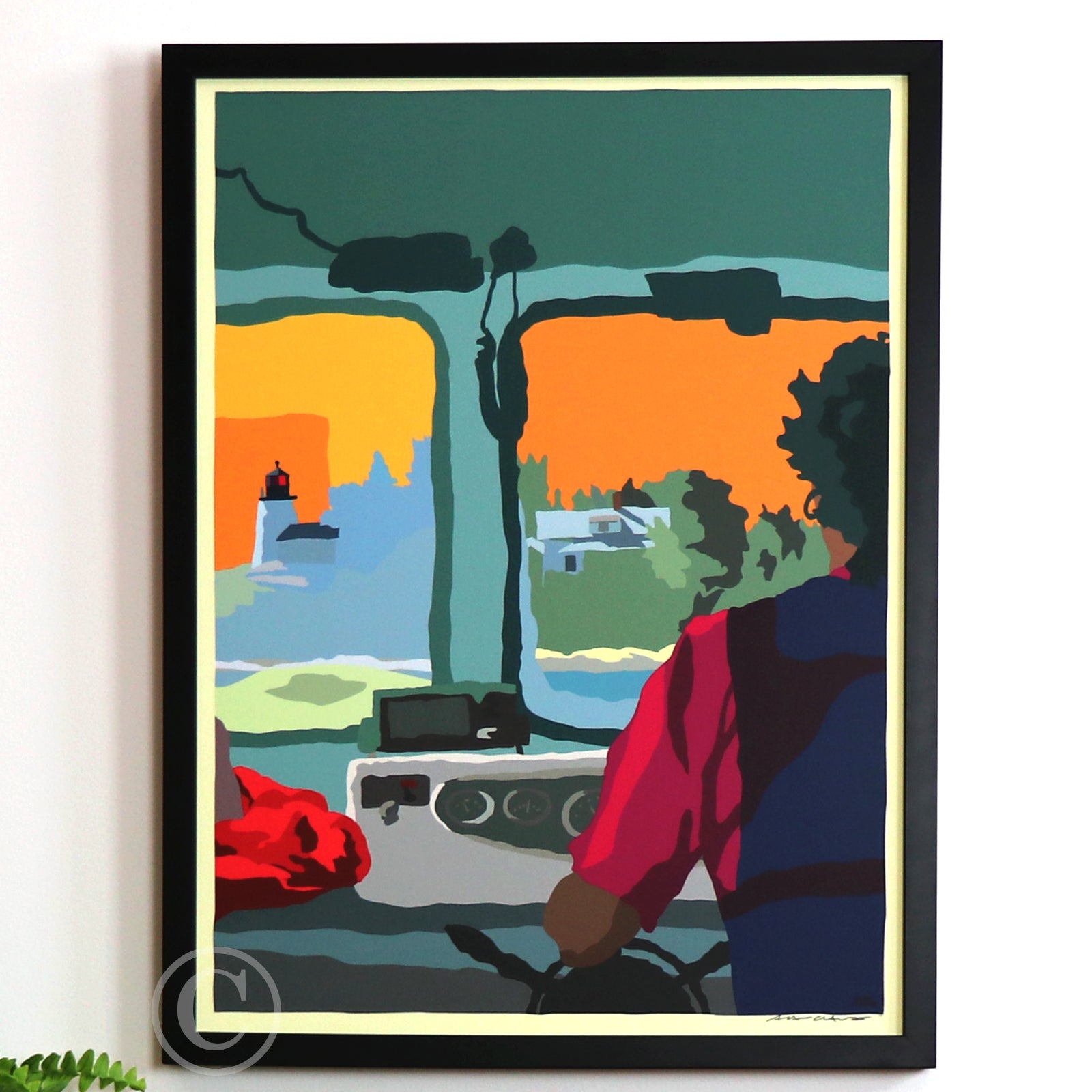 Cruisin' Towards the Light Art Print 18" x 24" Framed Wall Poster By Alan Claude - Maine