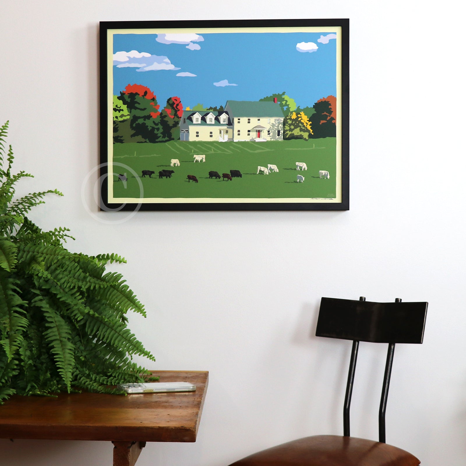 Maine Farm Art Print 18" x 24" Horizontal Framed Wall Poster By Alan Claude - Maine