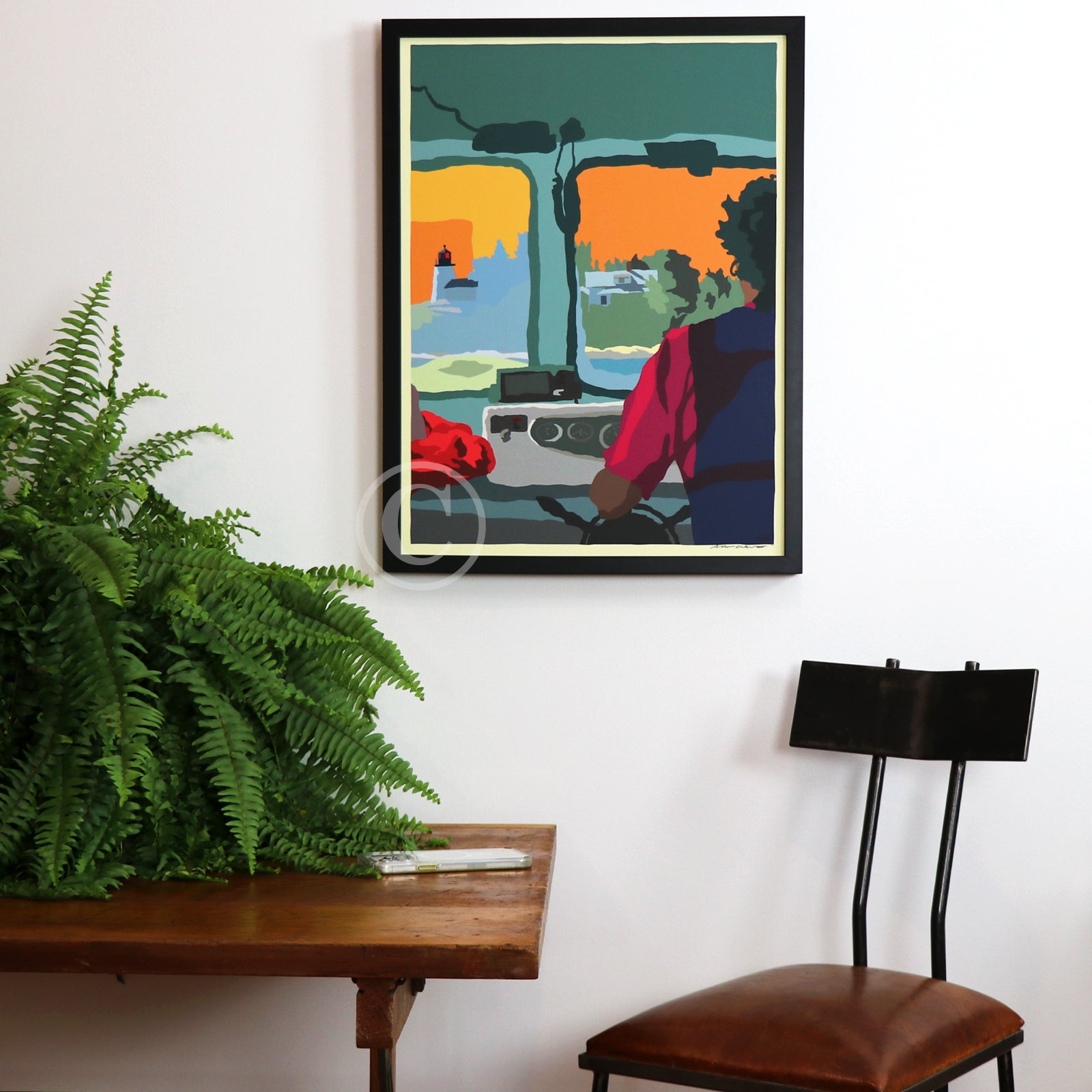 Cruisin' Towards the Light Art Print 18" x 24" Framed Wall Poster By Alan Claude - Maine