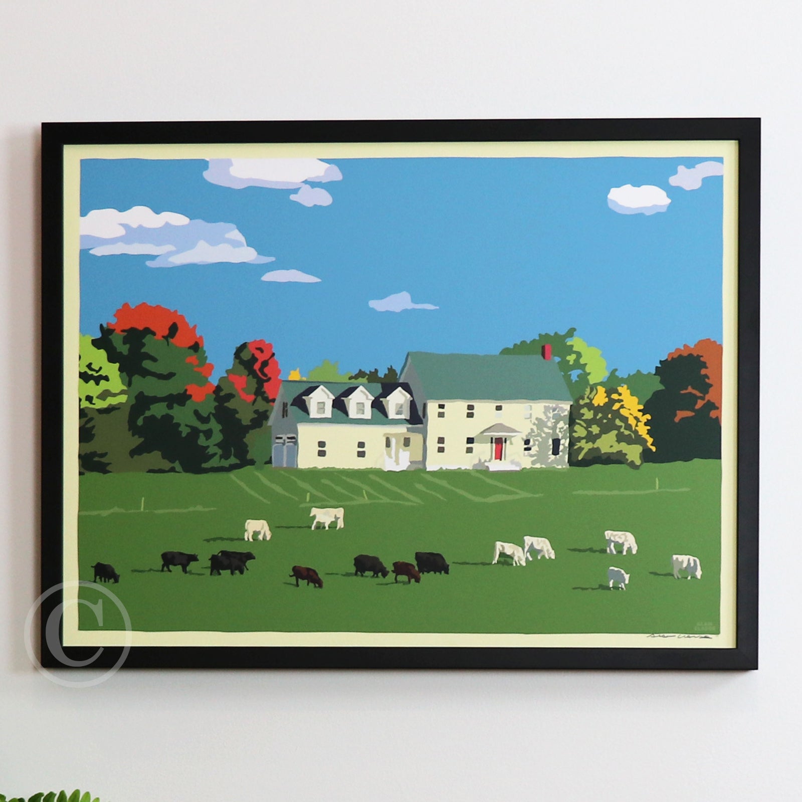Maine Farm Art Print 18" x 24" Horizontal Framed Wall Poster By Alan Claude - Maine