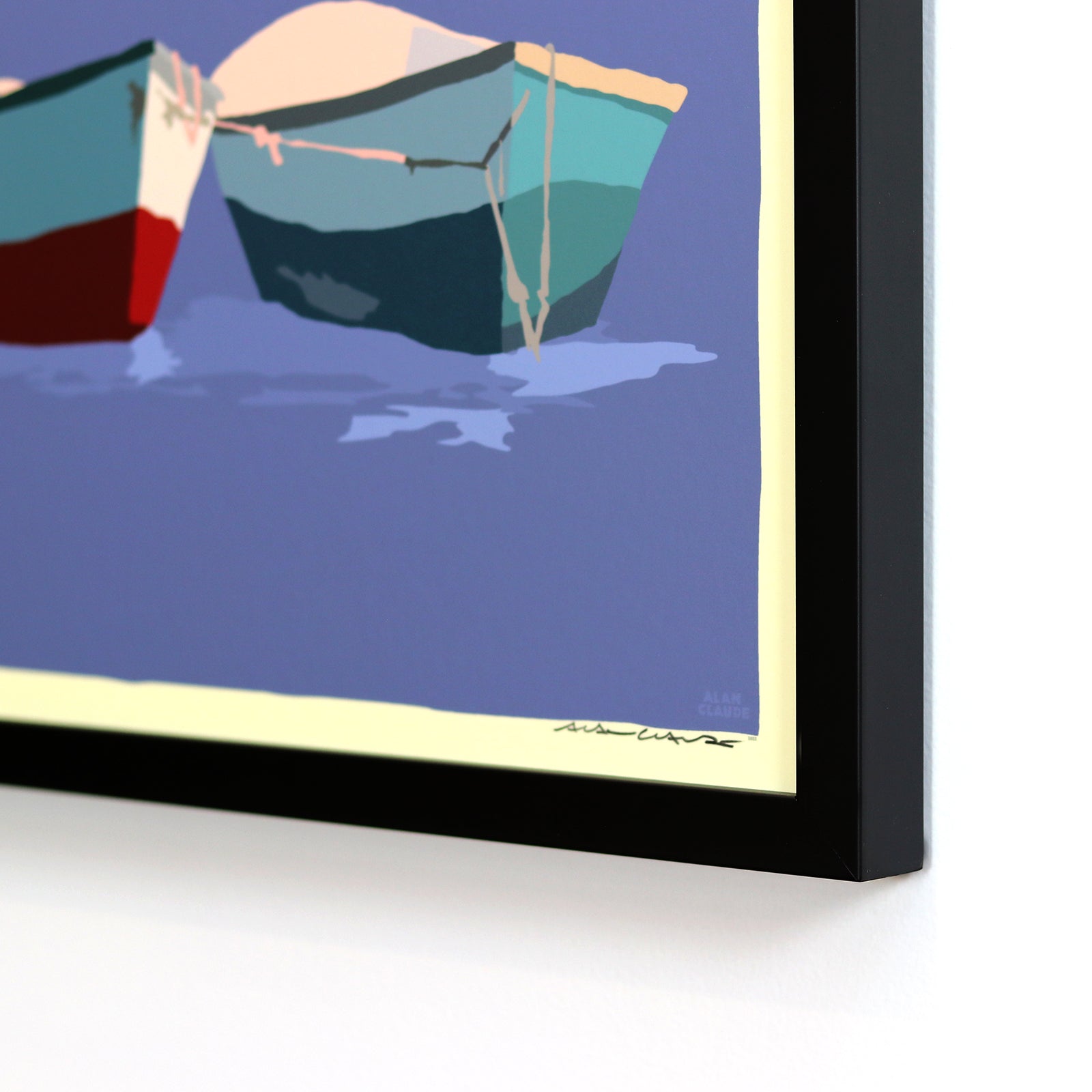 Love Boats in Maine Art Print 18" x 24" Framed Wall Poster By Alan Claude - Maine