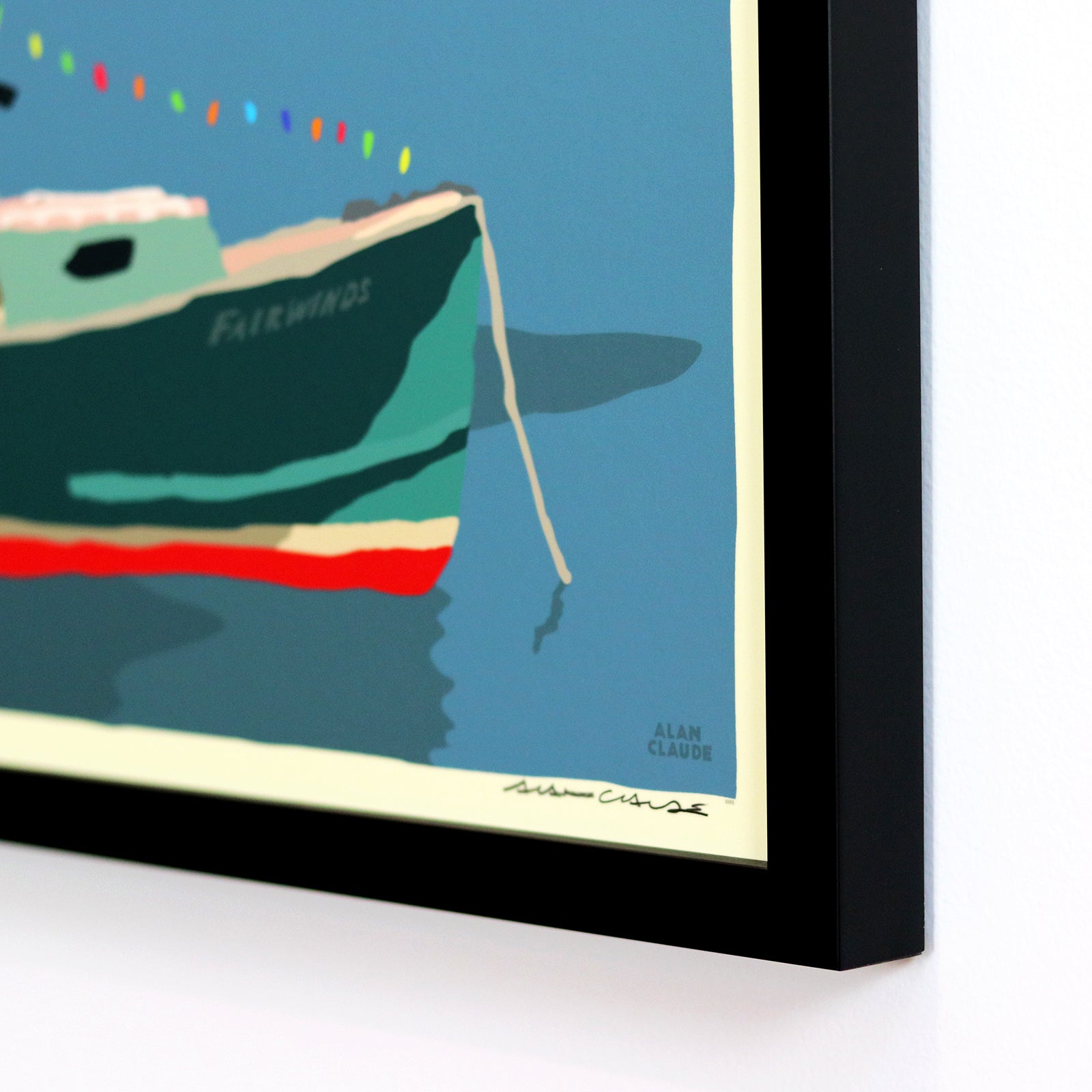 Silent Night in Prospect Harbor Art Print 18" x 24" Framed Wall Poster - Maine