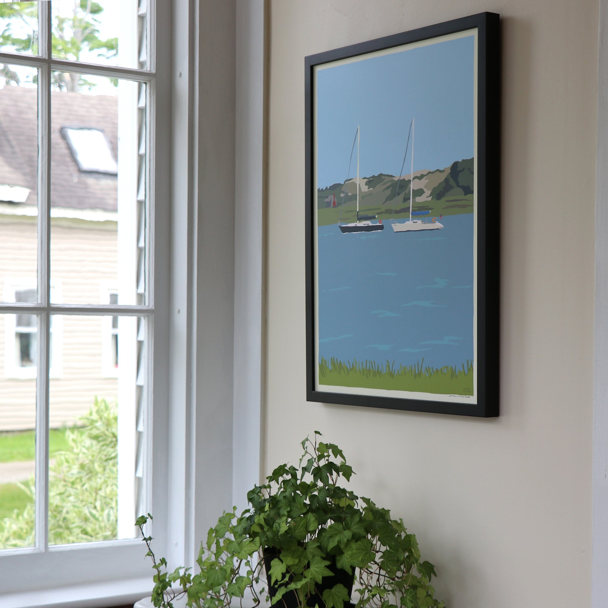 Sailboats at Sandy Neck Art Framed Print 18" x 24" Wall Poster - Cape Cod