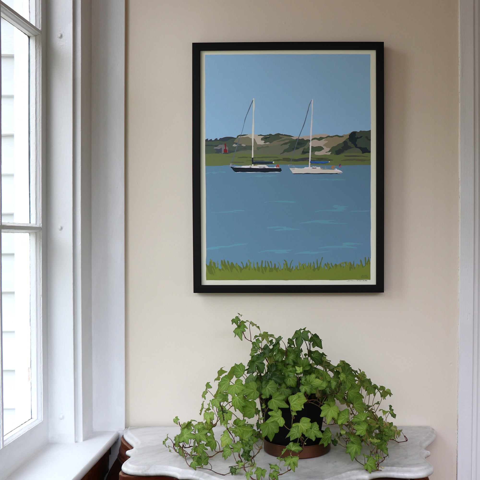 Sailboats at Sandy Neck Art Framed Print 18" x 24" Wall Poster - Cape Cod