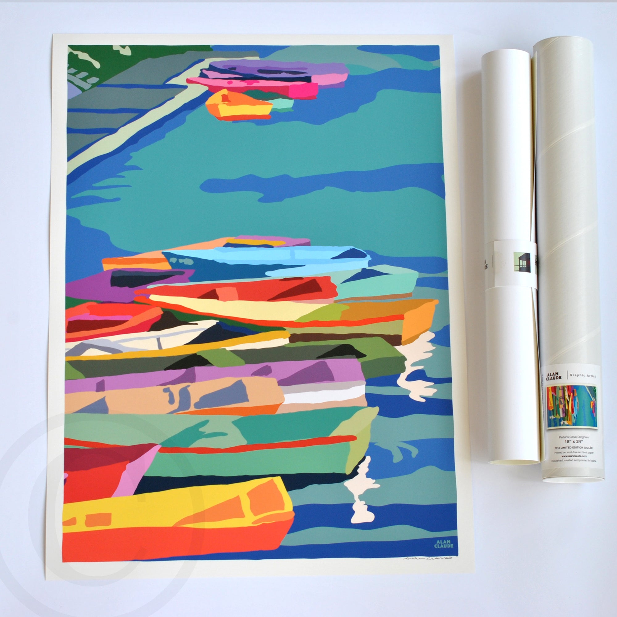 Perkins Cove Dinghies Art Print 18" x 24" Vertical Wall Poster Maine - Maine