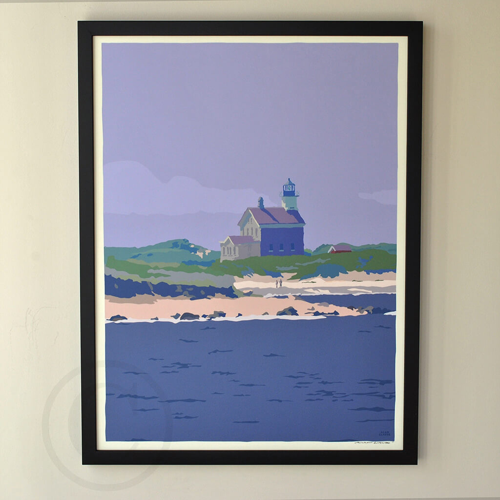 Block Island North Light Art Print 18" x 24" Framed Wall Poster By Alan Claude - Rhode Island