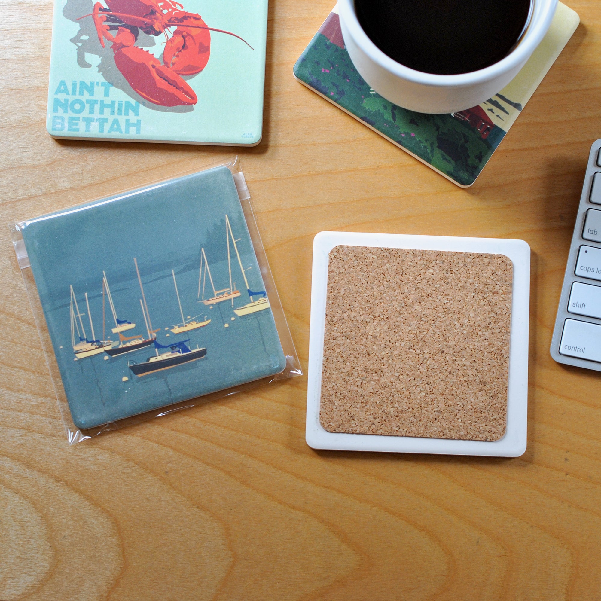 1901 Maine State Flag Art Drink Coaster - Maine