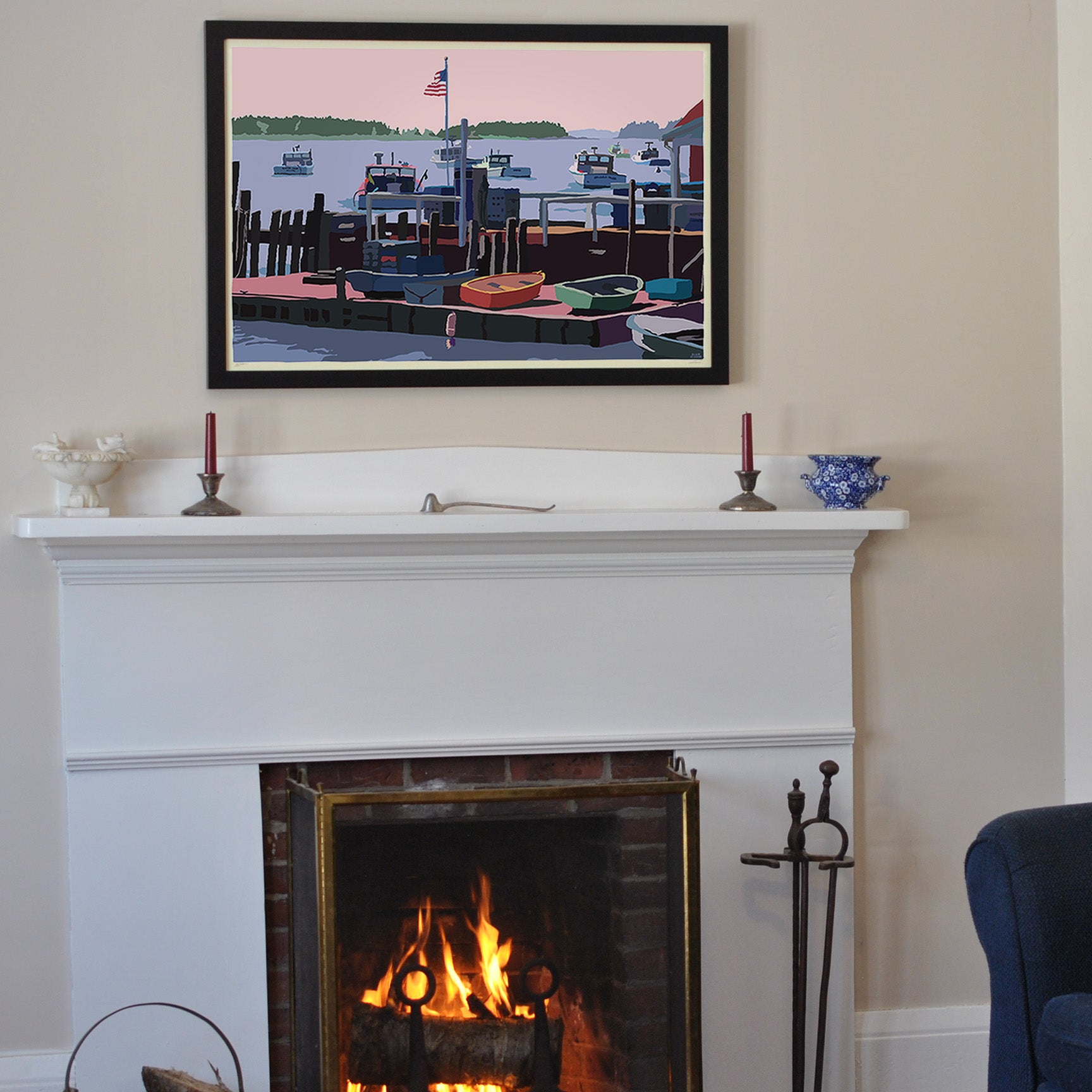 Spruce Head Island Art Print 24" x 36" Framed Wall Poster By Alan Claude - Maine