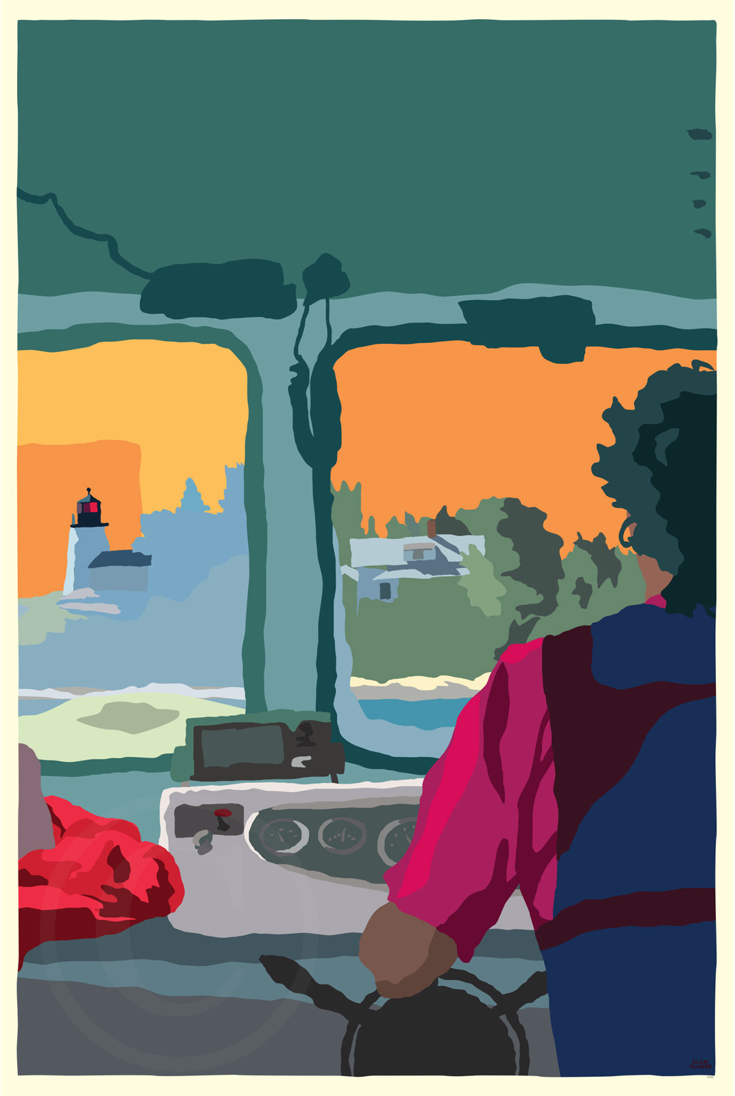 Cruisin' Towards The Light Art Print 24" x 36" Wall Poster By Alan Claude - Maine